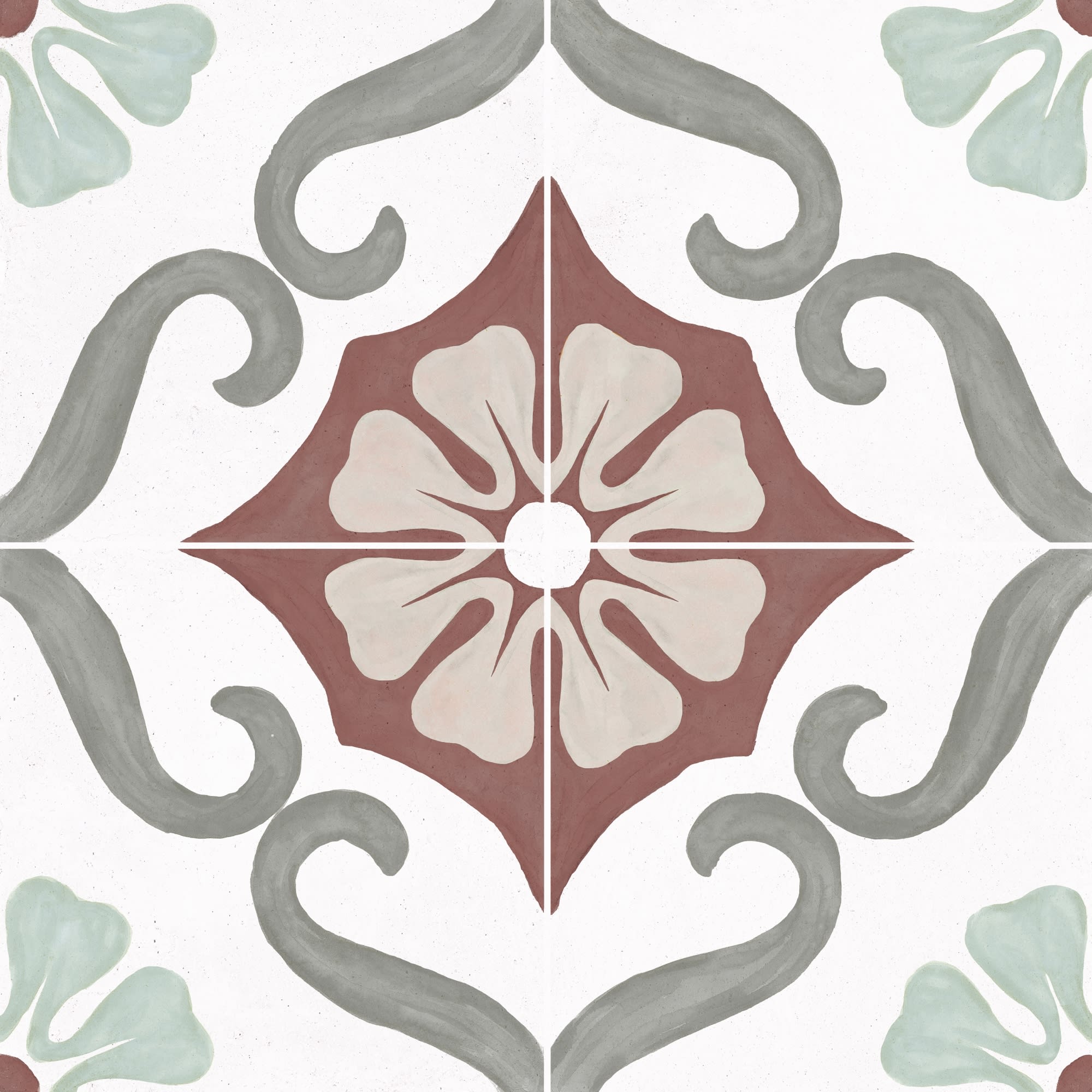 Carrelage effet Carreau ciment Florentis Rouge 22,3x22,3x0,9 cm Soriel - Sol et mur intérieur Peronda