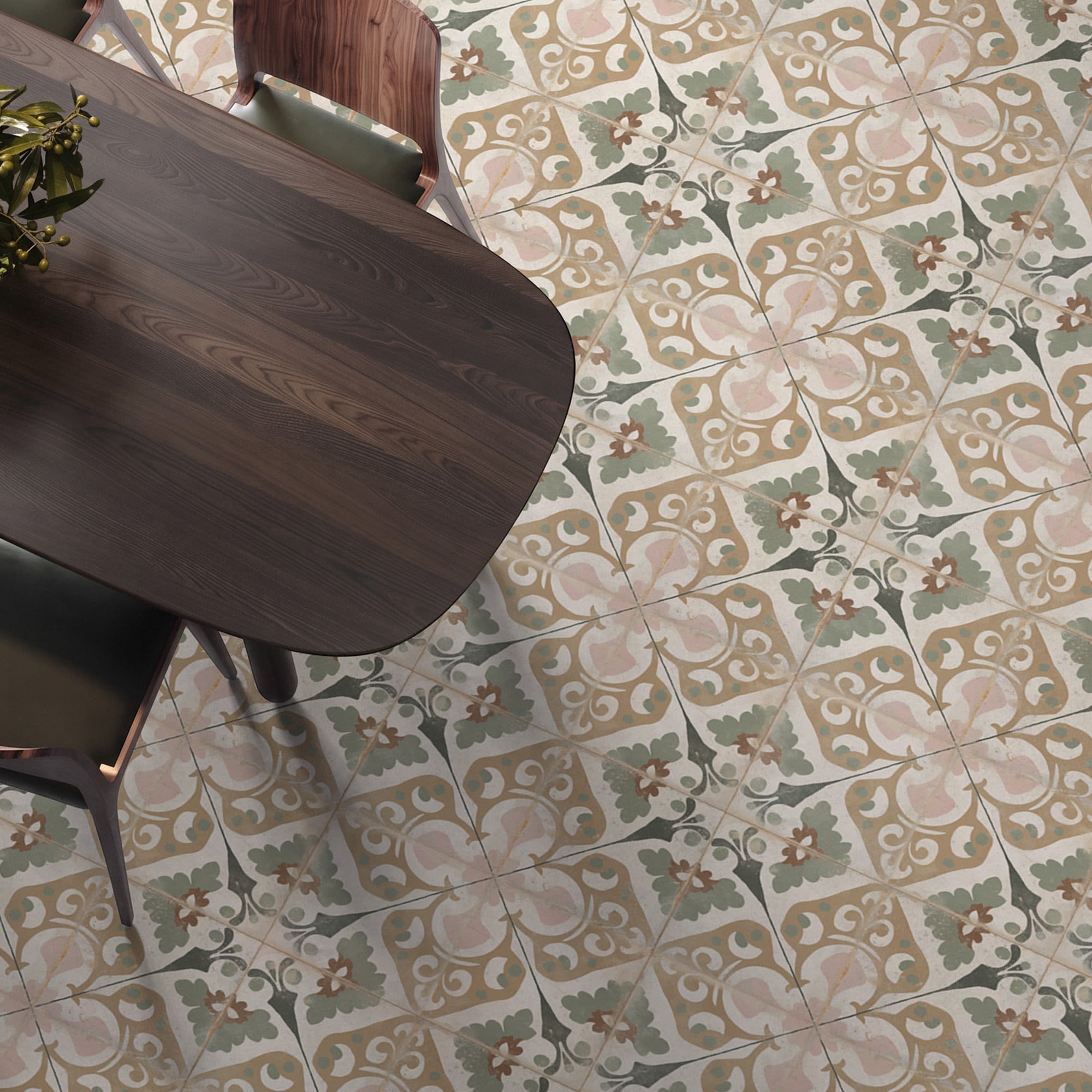 Carrelage Vintage effet Carreau ciment Argile 22,3x22,3x0,9 cm Virelia - Sol et mur intérieur Peronda