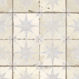 Carrelage Vintage effet Carreau ciment 3D Etoile Blanche et Fond Blanc 45x45x0,95 cm Sparta - Sol et mur intérieur