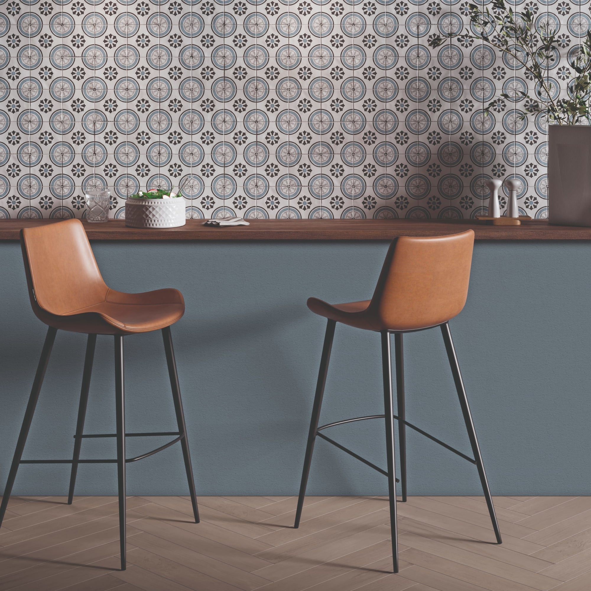 Carrelage effet Carreau ciment Zorelia Bleu 12,3x12,3x0,87 cm Tanerio - Sol et mur intérieur Peronda