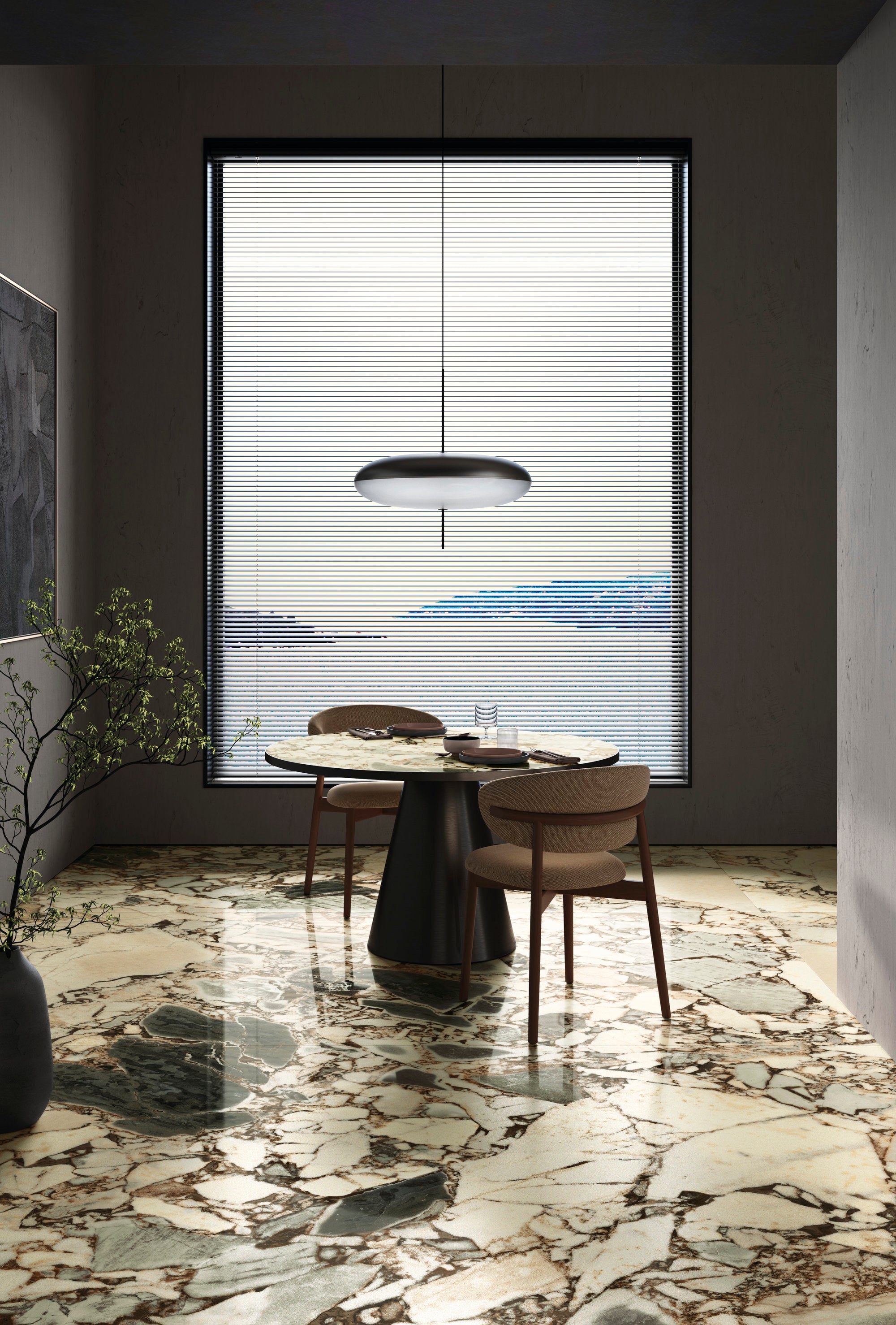 Marmi Maxfine Ocean Storm posé dans une salle à manger