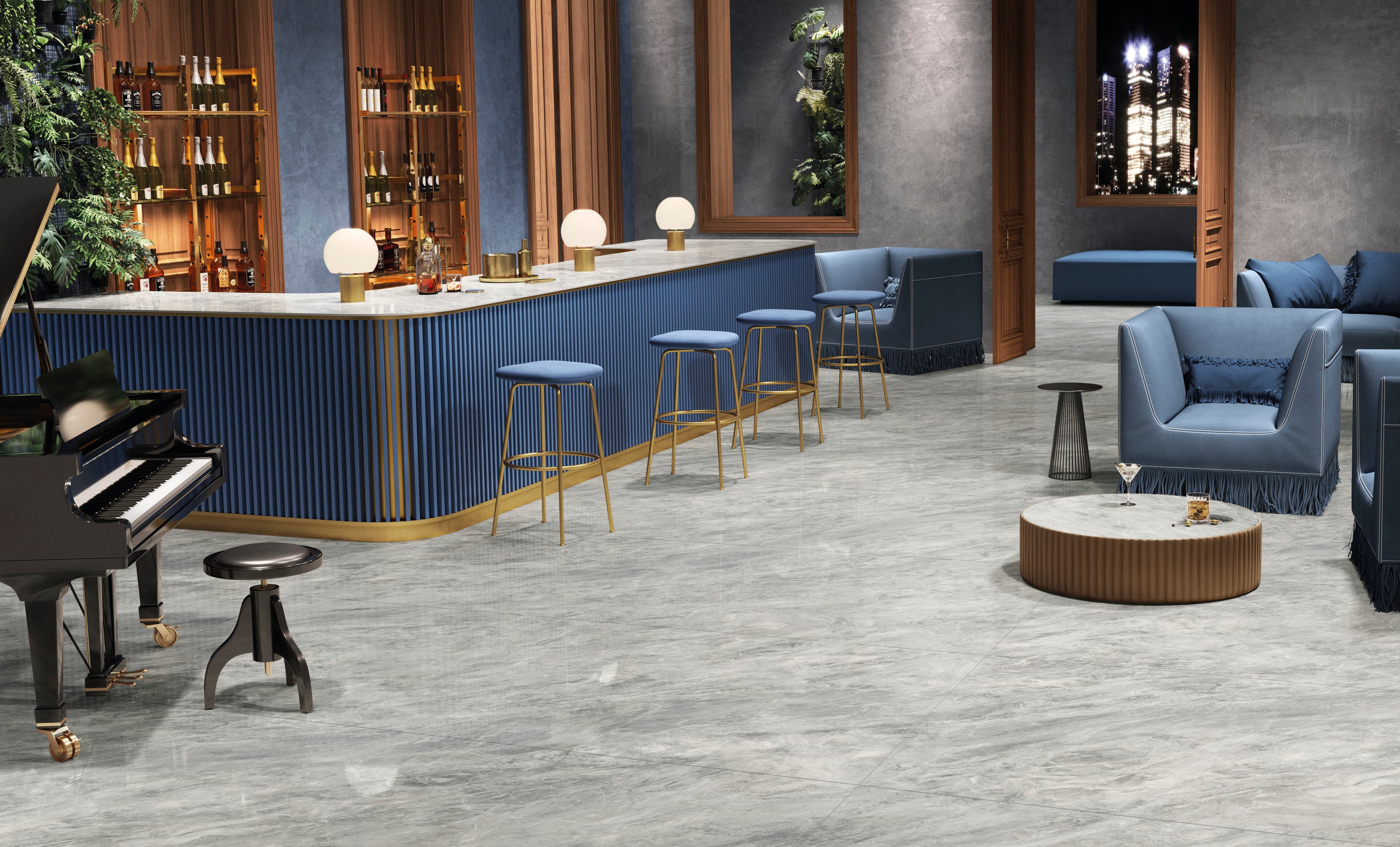 Marmi Maxfine Trambiserra Grey posé en ambiance