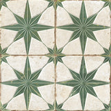 Carrelage Vintage effet Carreau ciment 3D Etoile Verte et Fond Blanc 22,3x22,3x0,9 cm Sparta - Sol et mur intérieur