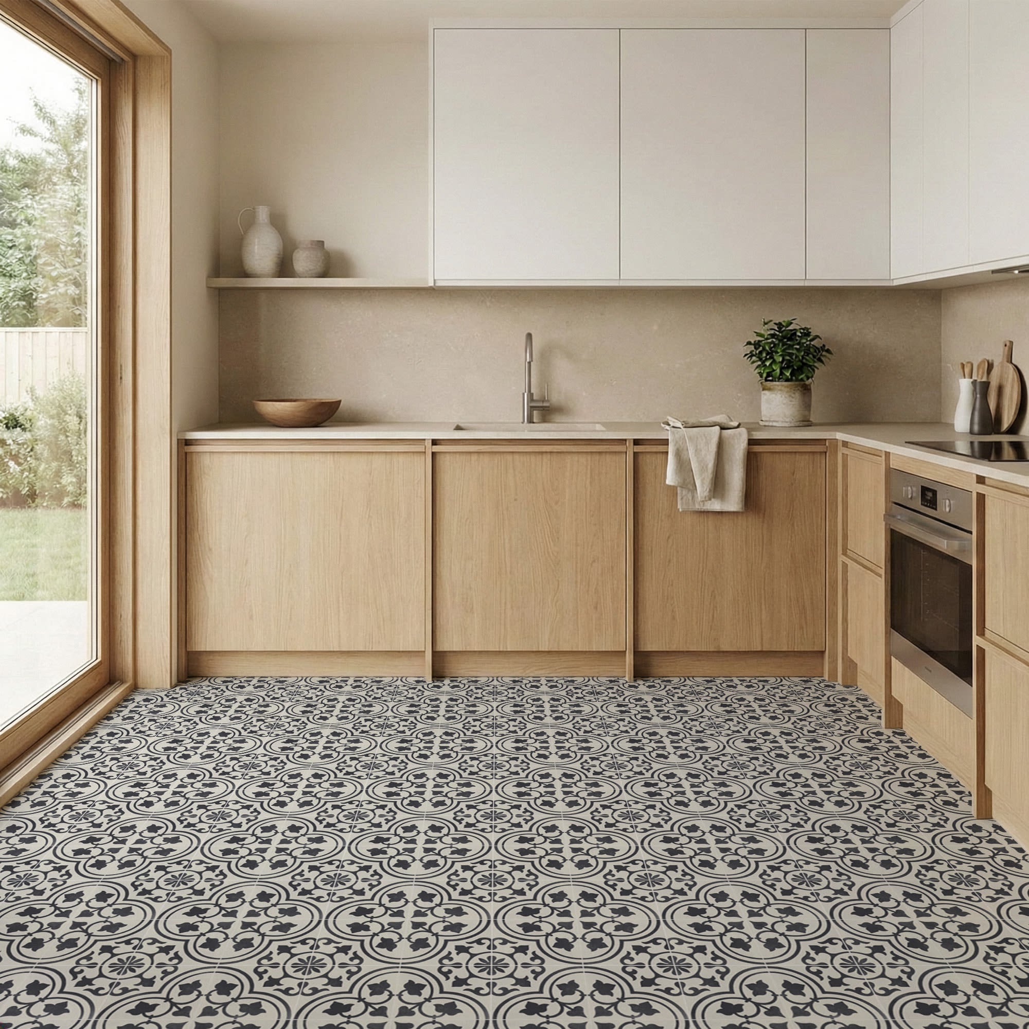Carrelage effet Carreau ciment Lurelia Noir 22,3x22,3x0,9 cm Torilys - Sol et mur intérieur Peronda