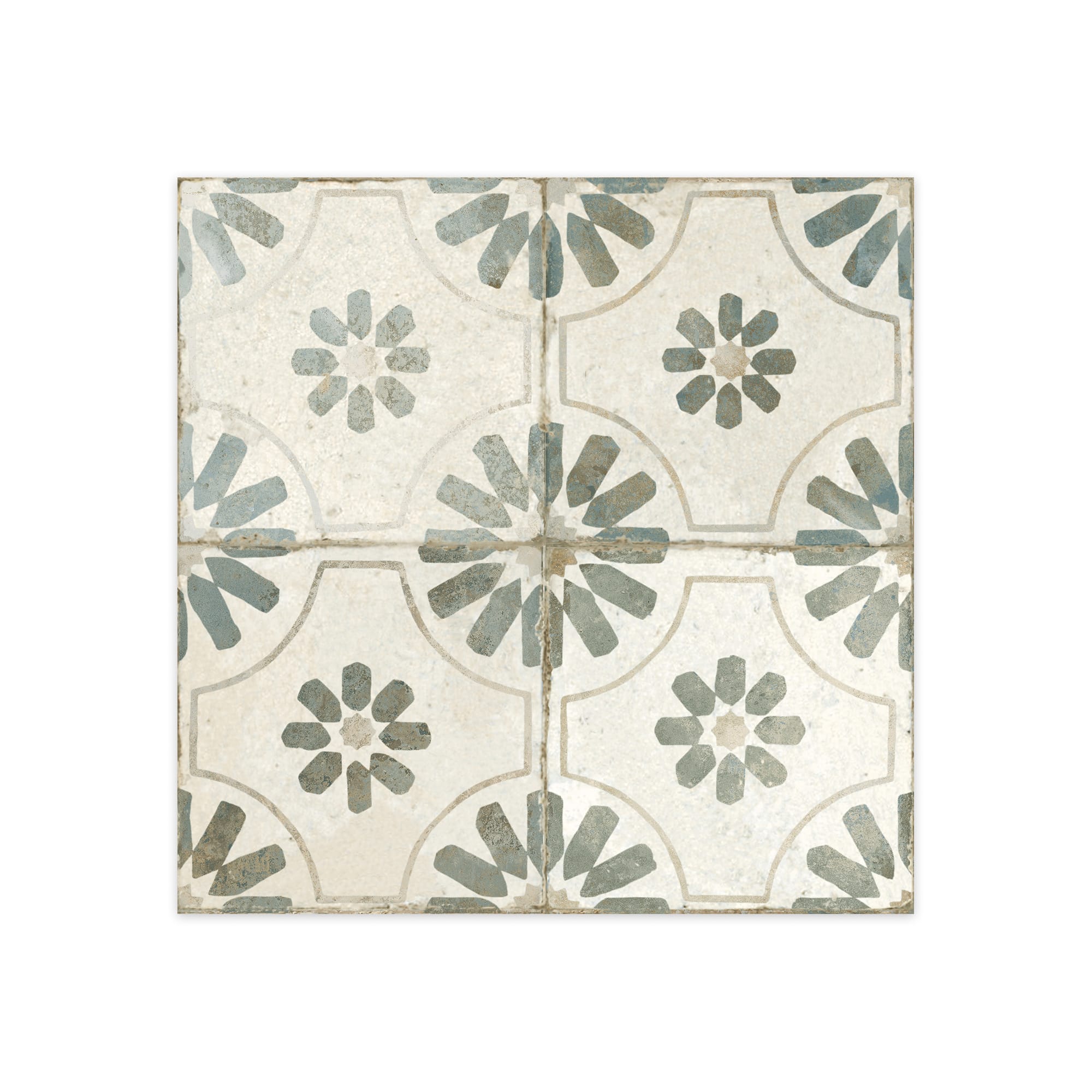 Carrelage Vintage effet Carreau ciment Vert 45x45x0,95 cm Selvara - Sol et mur intérieur Peronda