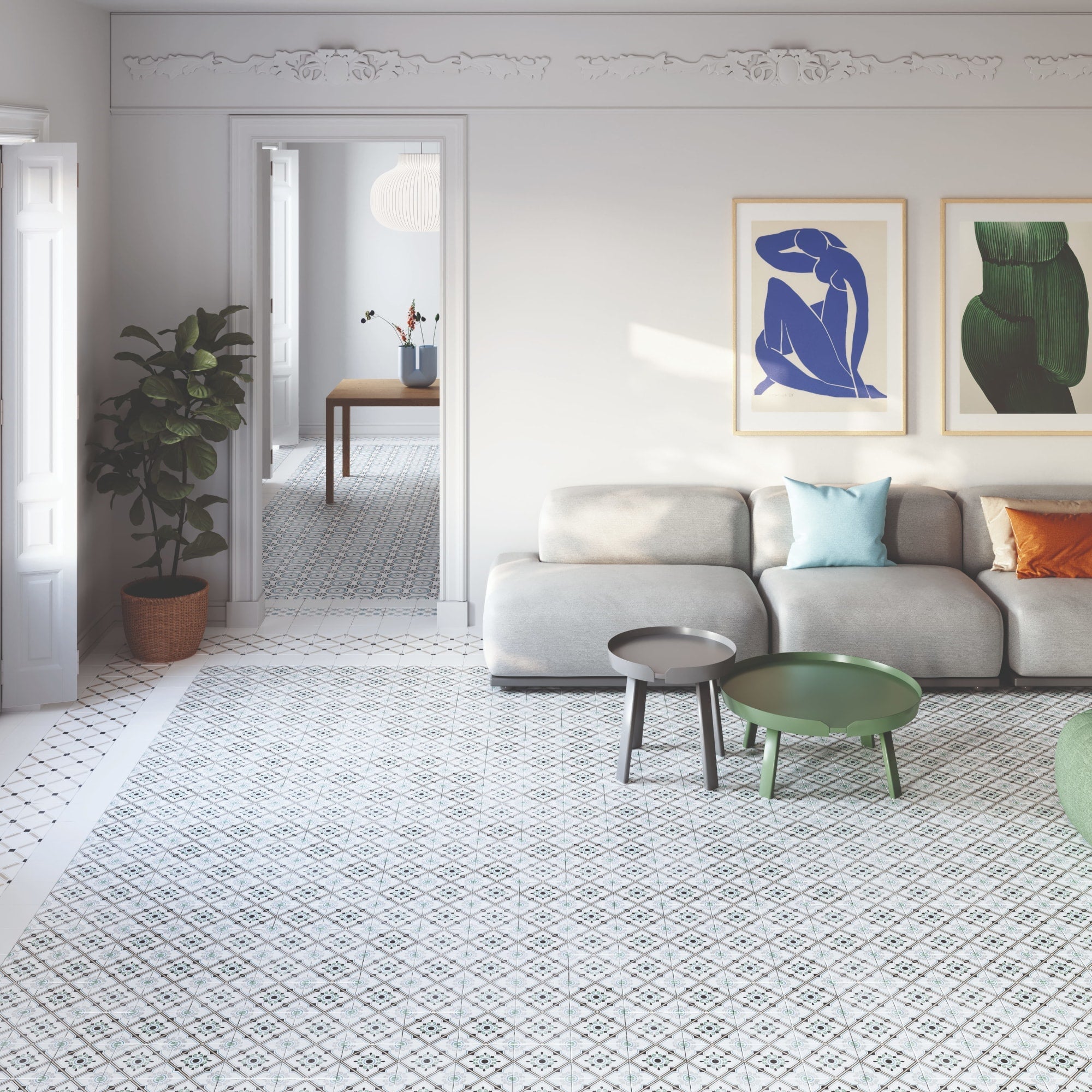 Carrelage effet Carreau ciment Cirelia Beige 12,3x12,3x0,87 cm Tanerio - Sol et mur intérieur Peronda