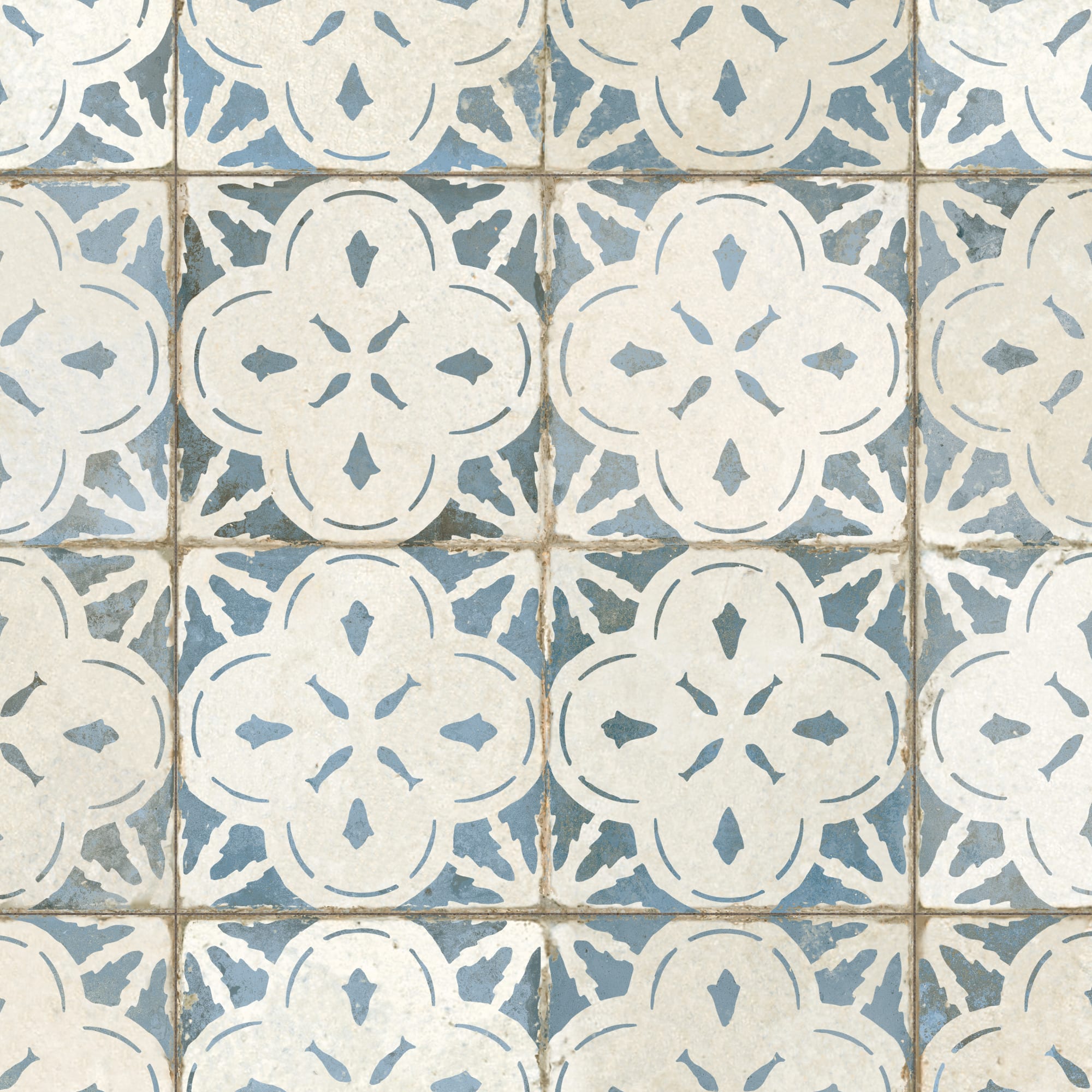 Carrelage Vintage effet Carreau ciment Bleu 45x45x0,95 cm Calenza - Sol et mur intérieur Peronda