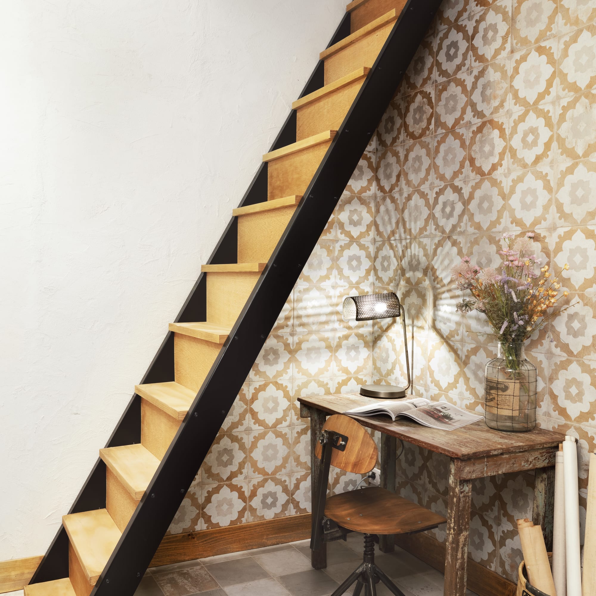 Carrelage Vintage effet Carreau ciment Jaune Ravenna 45x45x0,95 cm Rosaria - Sol et mur intérieur Peronda