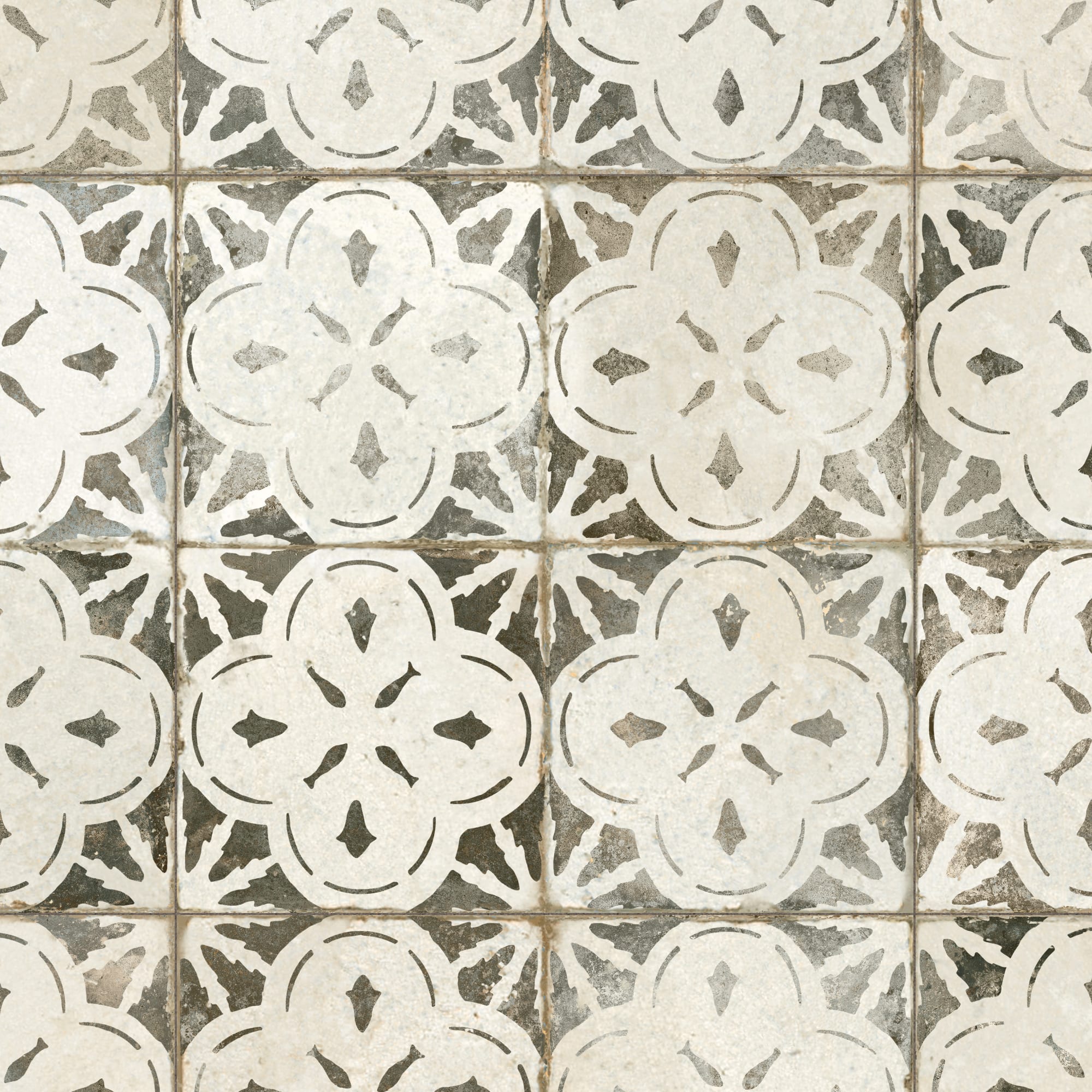 Carrelage Vintage effet Carreau ciment Noir 45x45x0,95 cm Calenza - Sol et mur intérieur Peronda