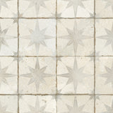 Carrelage Vintage effet Carreau ciment Etoile Blanche et Fond Blanc 45x45x0,95 cm Sparta - Sol et mur intérieur