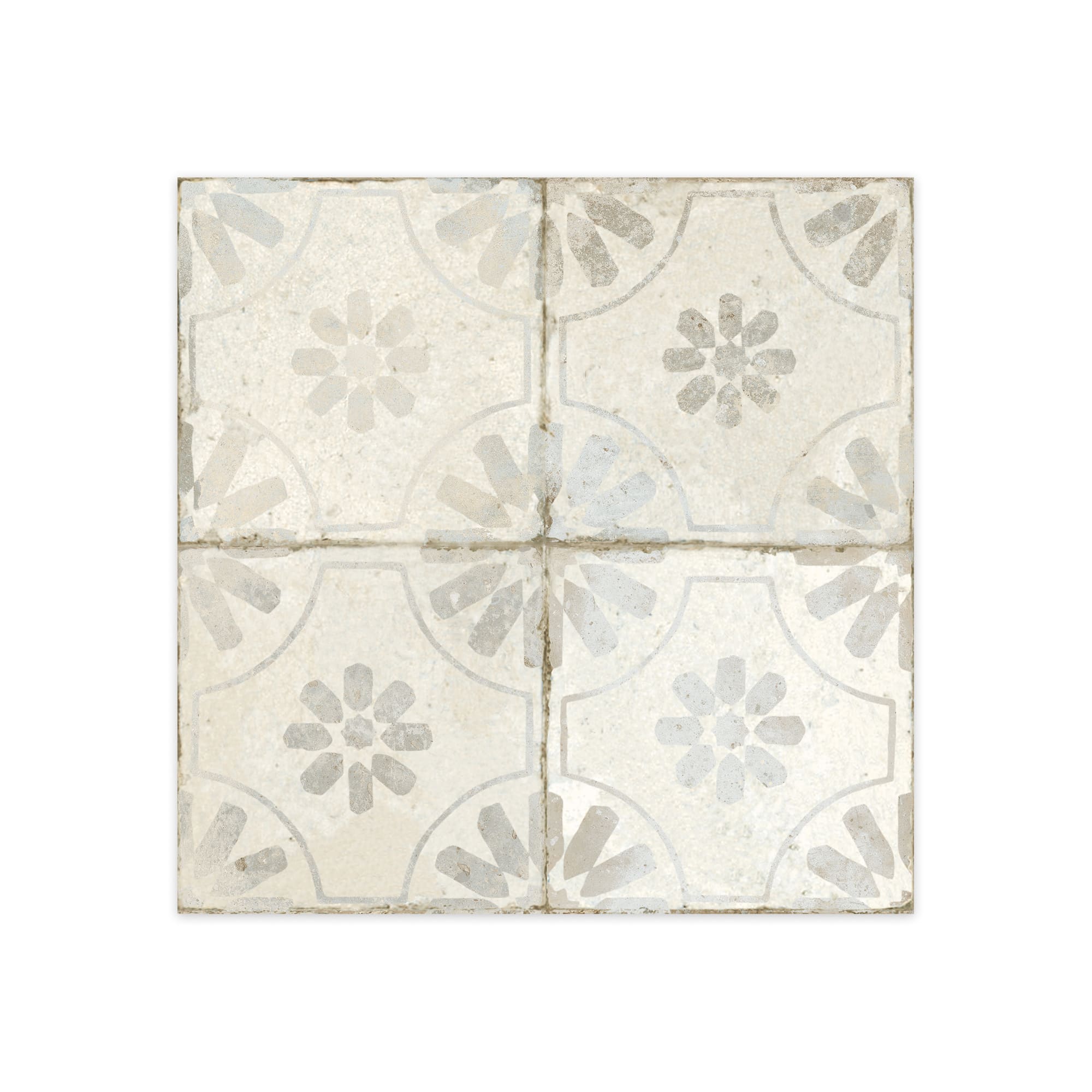 Carrelage Vintage effet Carreau ciment Blanc 45x45x0,95 cm Selvara - Sol et mur intérieur Peronda