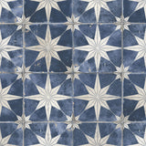 Carrelage Vintage effet Carreau ciment Etoile Blanche et Fond Bleu 45x45x0,95 cm Sparta - Sol et mur intérieur