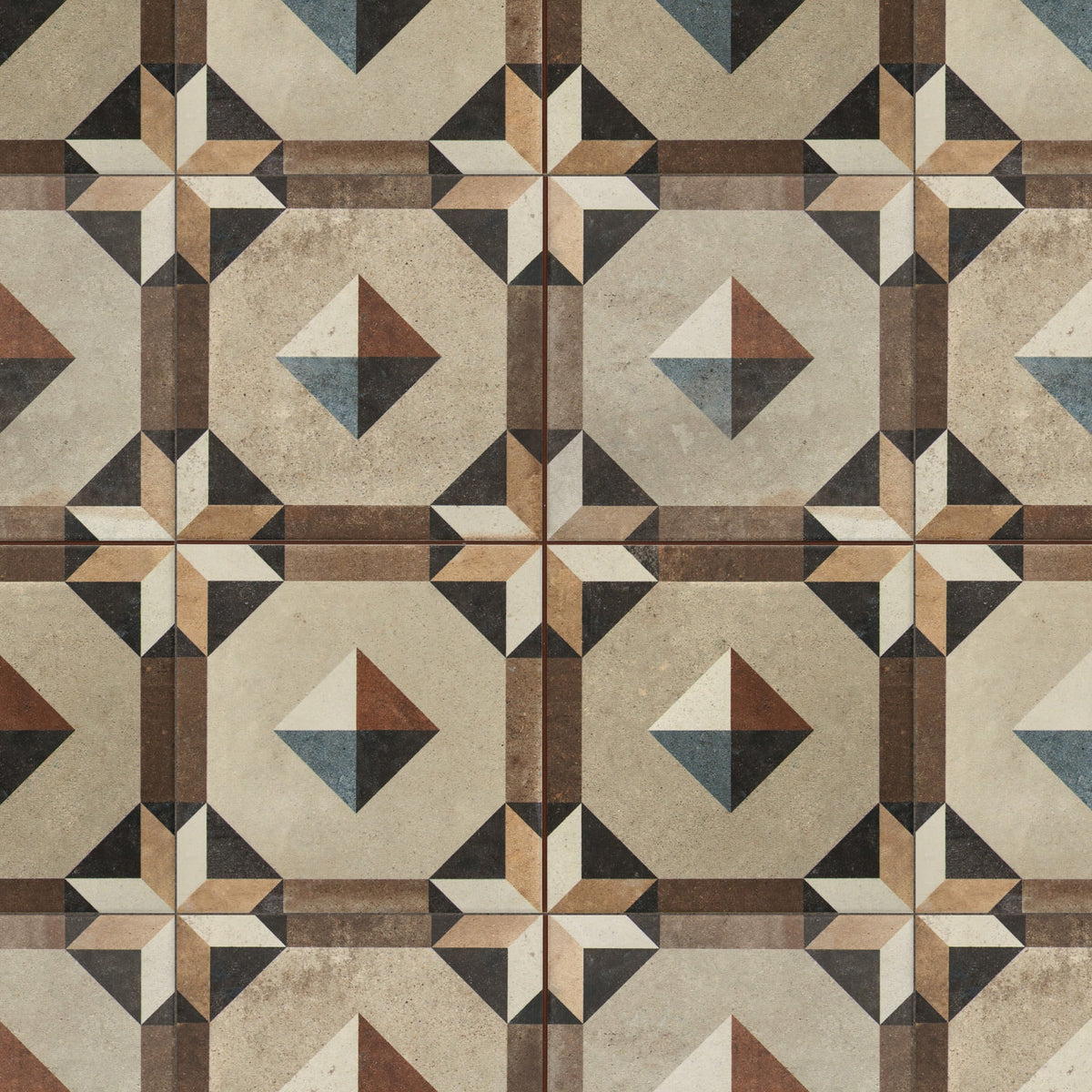 Carrelage Vintage effet Carreau ciment Multicolore Sidon 33x33x0,95 cm Trevora - Sol et mur intérieur Peronda
