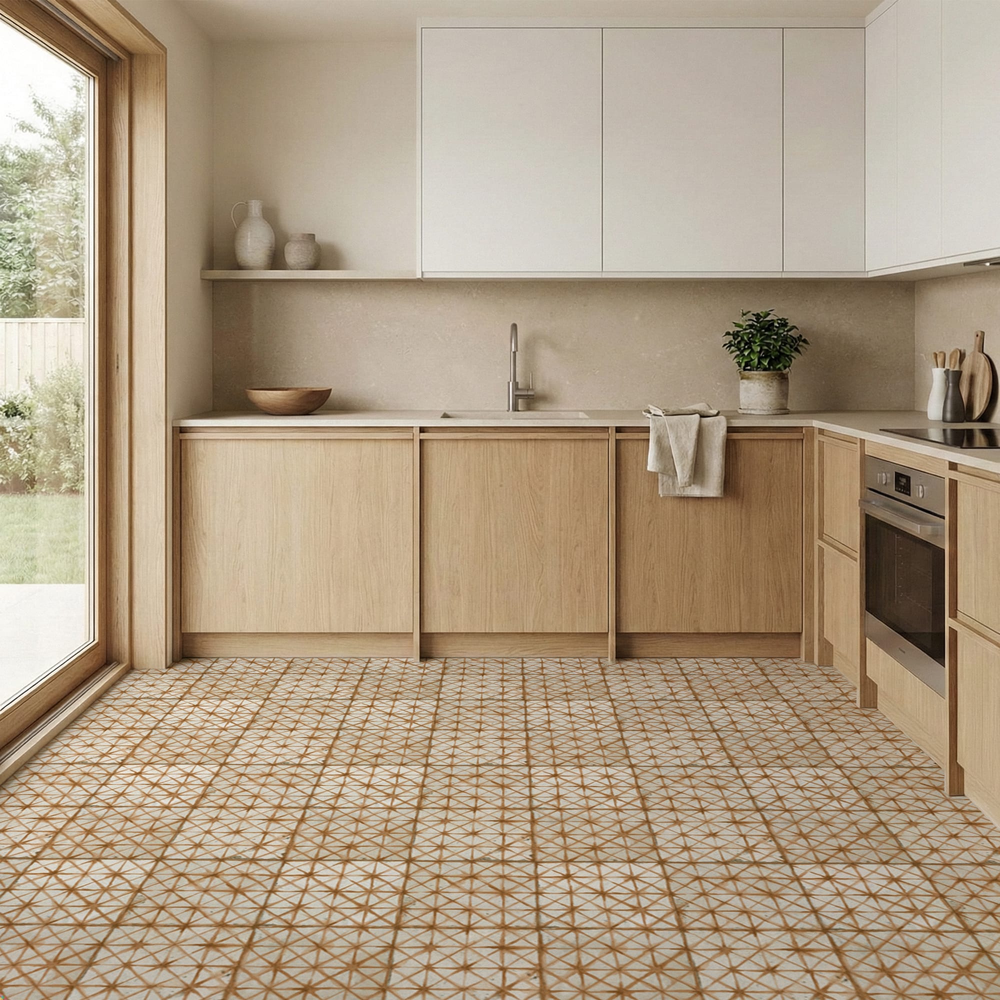 Carrelage Vintage effet Carreau ciment Orange 45x45x0,95 cm Byblos - Sol et mur intérieur Peronda