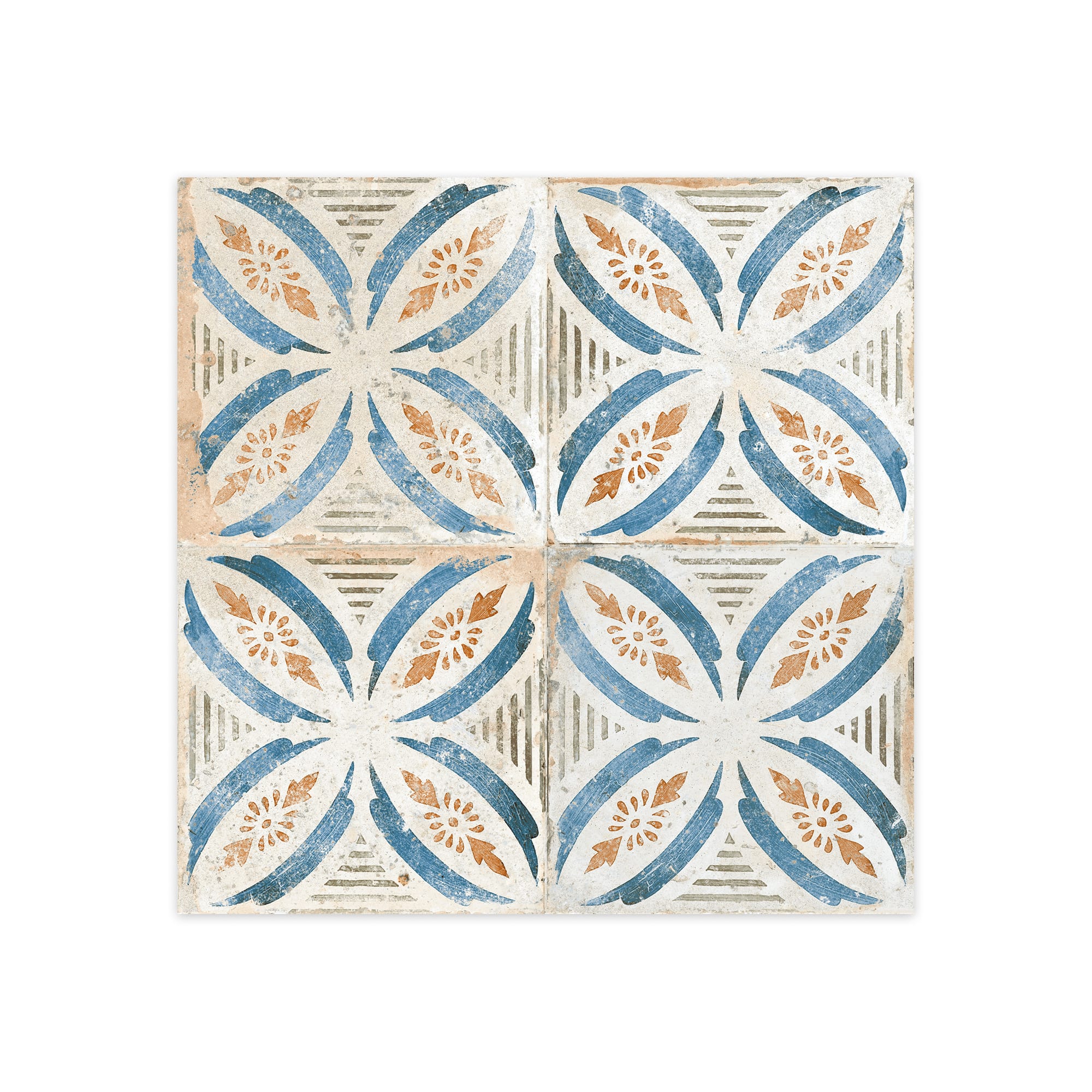 Carrelage Vintage effet Carreau ciment Bleu Arelate 45x45x0,95 cm Orlena - Sol et mur intérieur Peronda