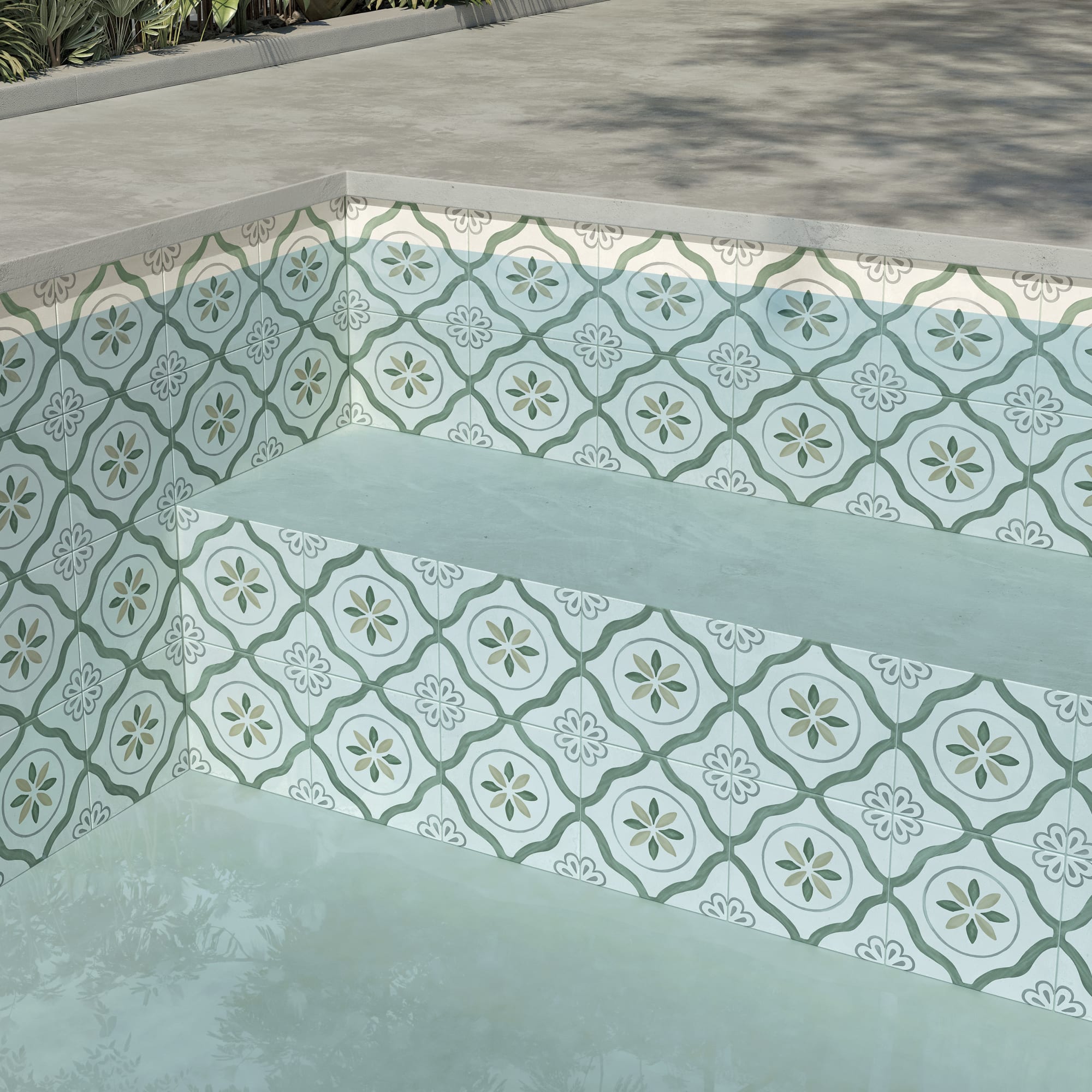 Carrelage effet Carreau ciment Azoria Vert 22,3x22,3x0,9 cm Ventoril - Sol et mur intérieur Peronda