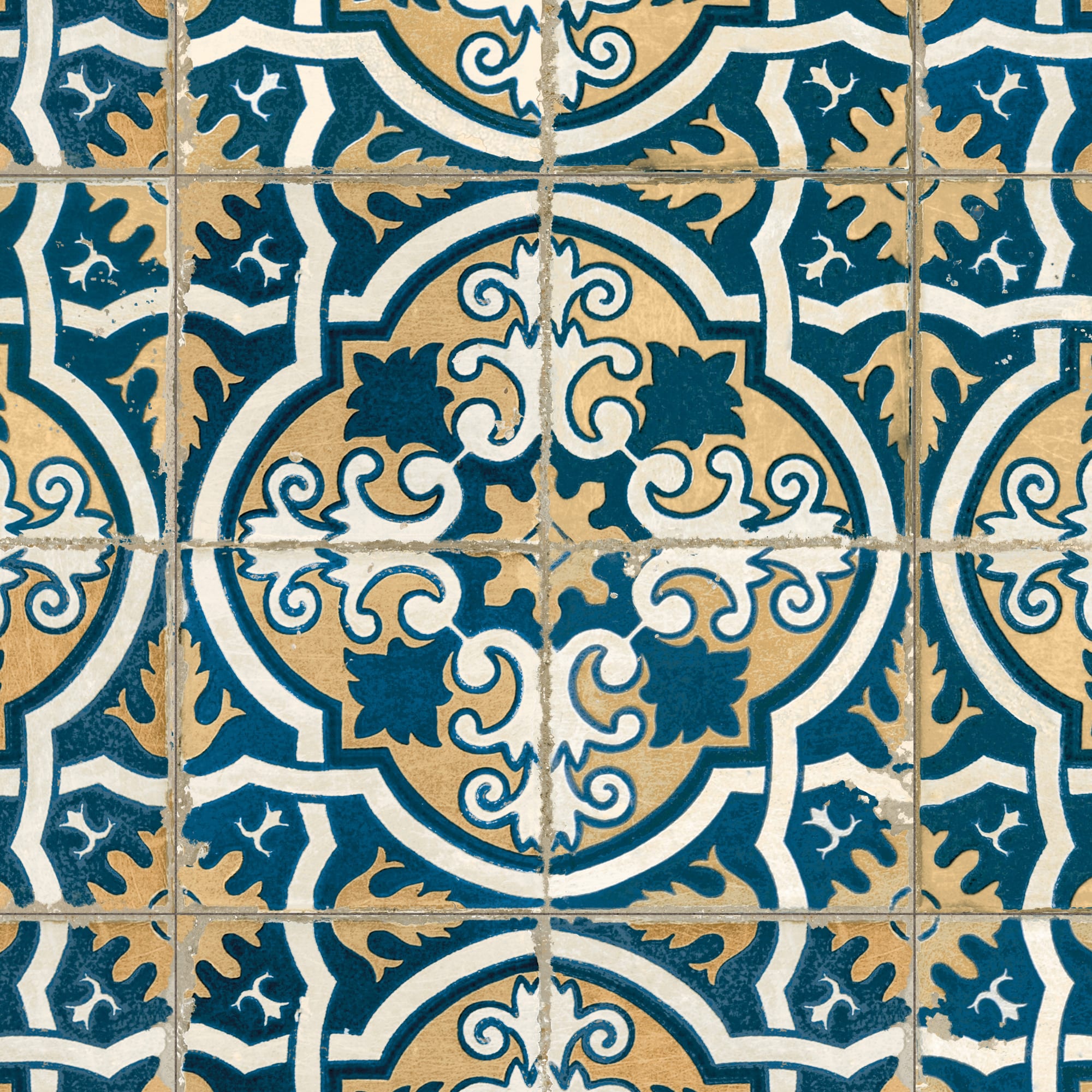 Carrelage Vintage effet Carreau ciment Bleu Ephesos 45x45x0,95 cm Azoria - Sol et mur intérieur Peronda