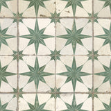 Carrelage Vintage effet Carreau ciment 3D Etoile Verte et Fond Blanc 45x45x0,95 cm Sparta - Sol et mur intérieur
