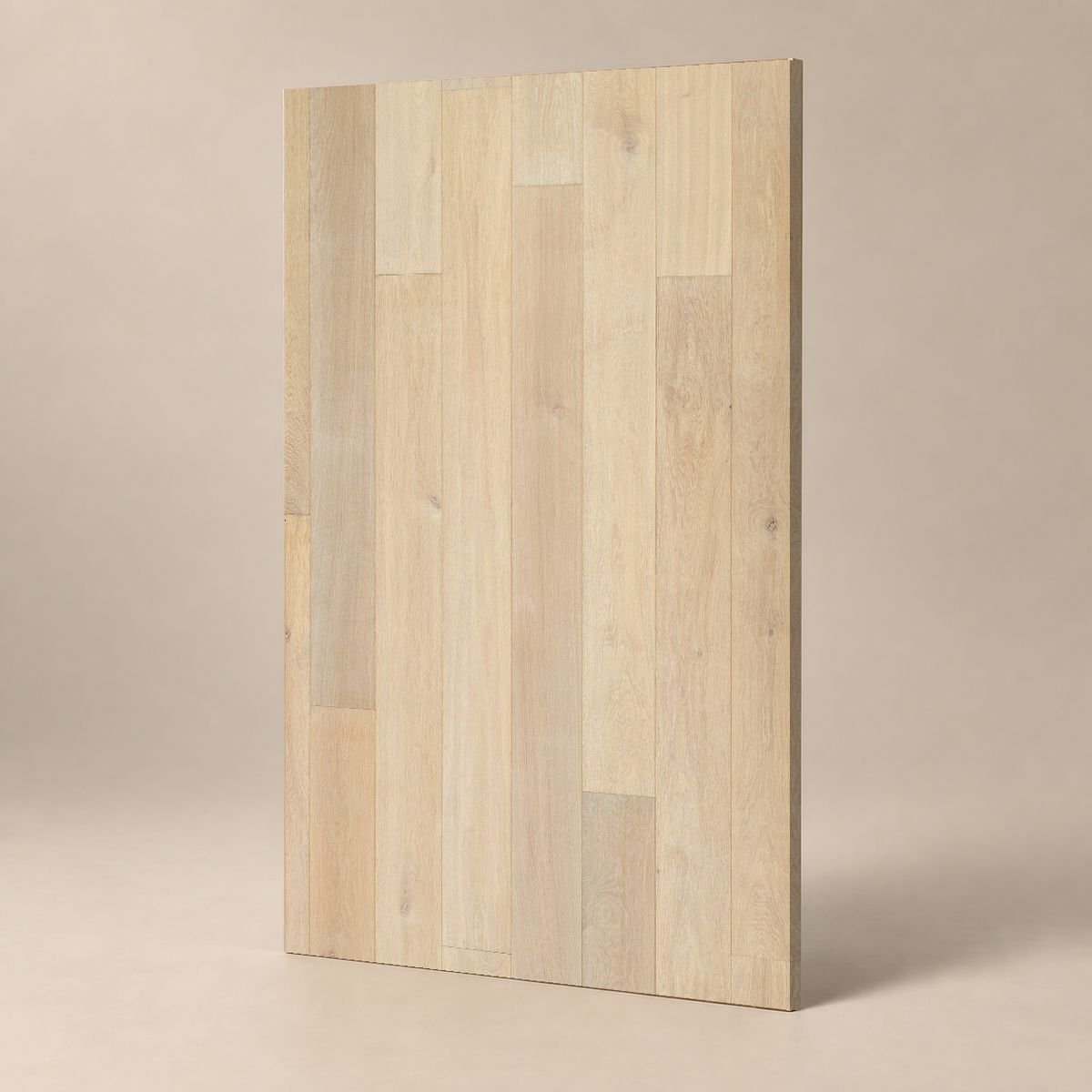Parquet ABCD - MARRON CLAIR - HUILE CIRE — échantillon sur fond grège