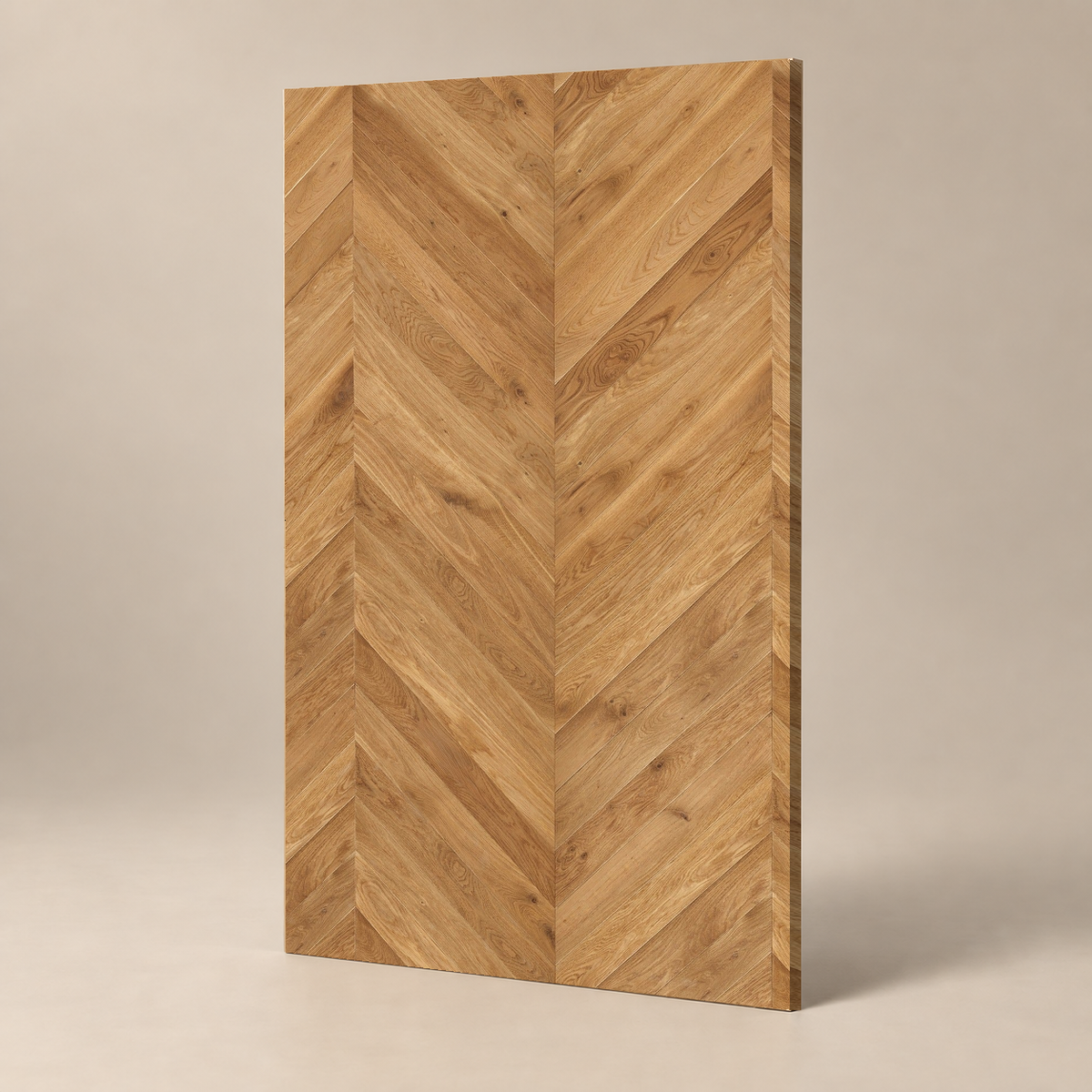 Parquet CLASSIC A - COMO - VERNIS UV - POINT DE HONGRIE — échantillon sur fond grège