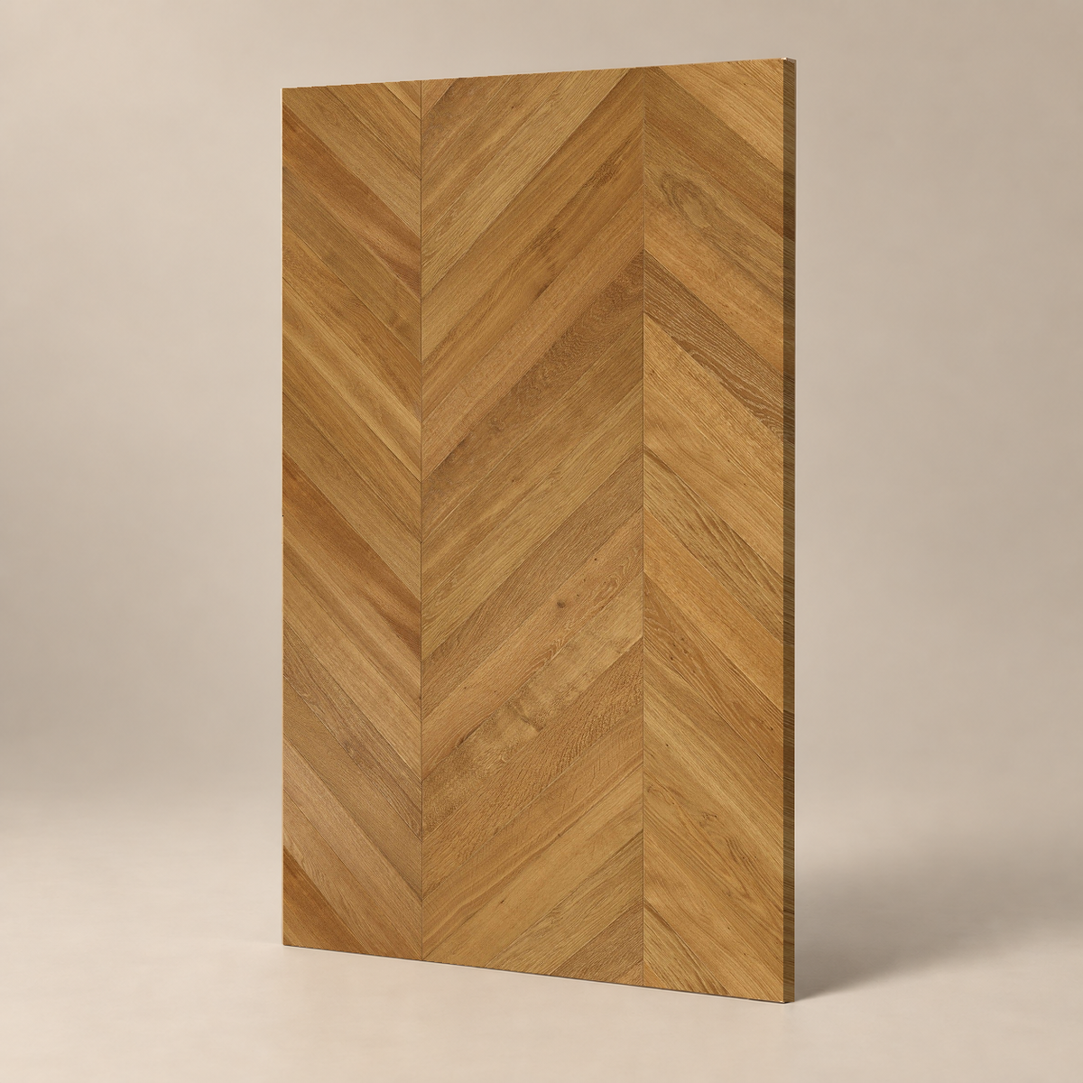 Parquet ABC - ASTI - VERNIS UV - POINT DE HONGRIE — échantillon sur fond grège