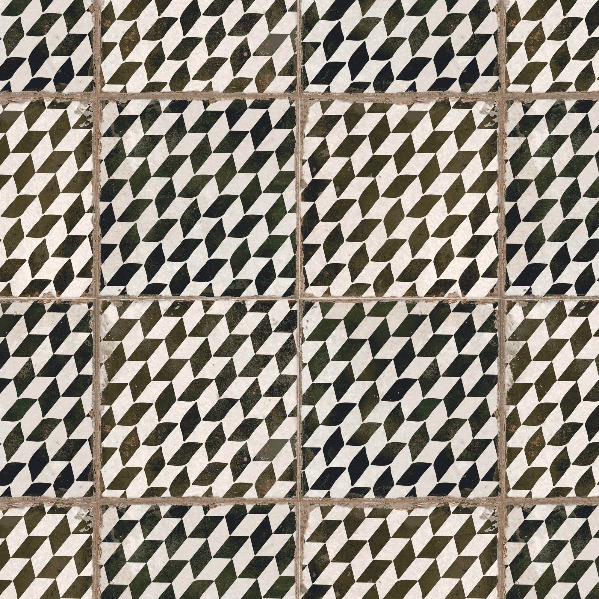 Carrelage Vintage effet Carreau ciment Noir Chevron 45x45x0,95 cm Rovessa - Sol et mur intérieur Peronda