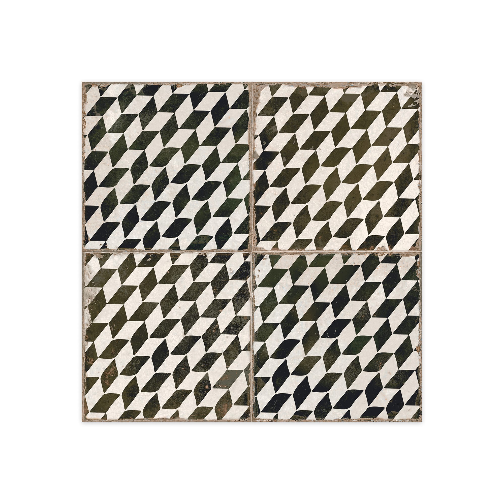 Carrelage Vintage effet Carreau ciment Noir Chevron 45x45x0,95 cm Rovessa - Sol et mur intérieur Peronda