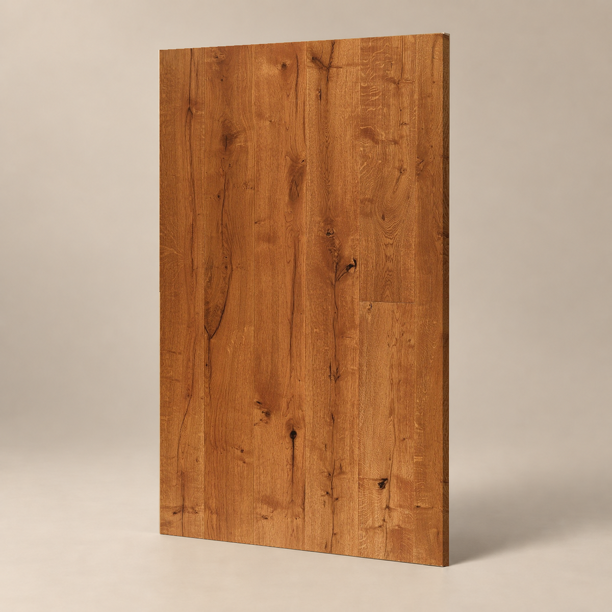 Parquet CLASSIC B - MARRON - VERNIS UV — échantillon sur fond grège