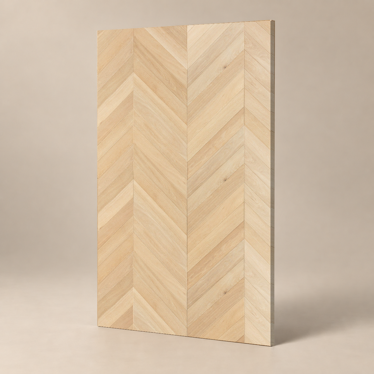Parquet ABC - INVISIBLE - VERNIS UV - POINT DE HONGRIE — échantillon sur fond grège