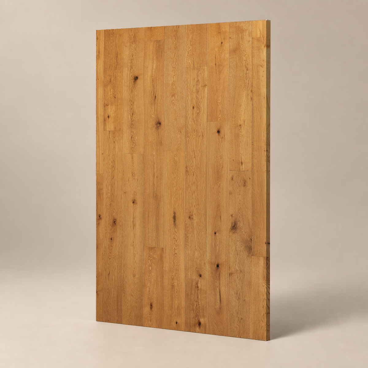 Parquet CLASSIC A - NATUREL - VERNIS UV — échantillon sur fond grège