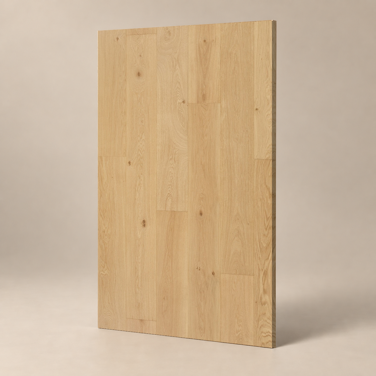 Parquet CLASSIC A - PINOTBLANC - VERNIS UV — échantillon sur fond grège