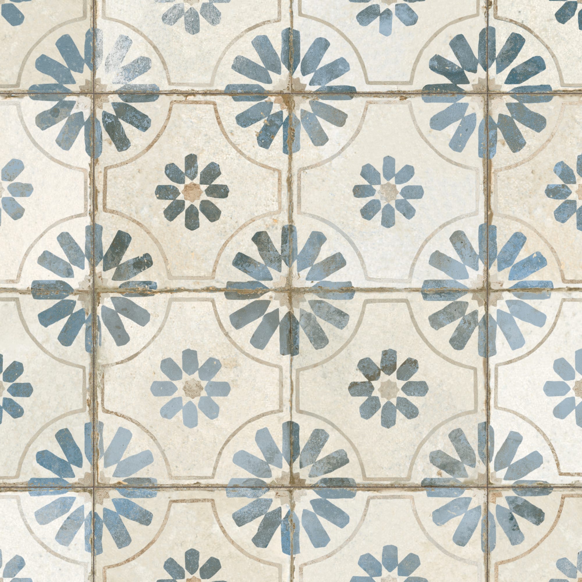 Carrelage Vintage effet Carreau ciment Bleu 45x45x0,95 cm Selvara - Sol et mur intérieur Peronda