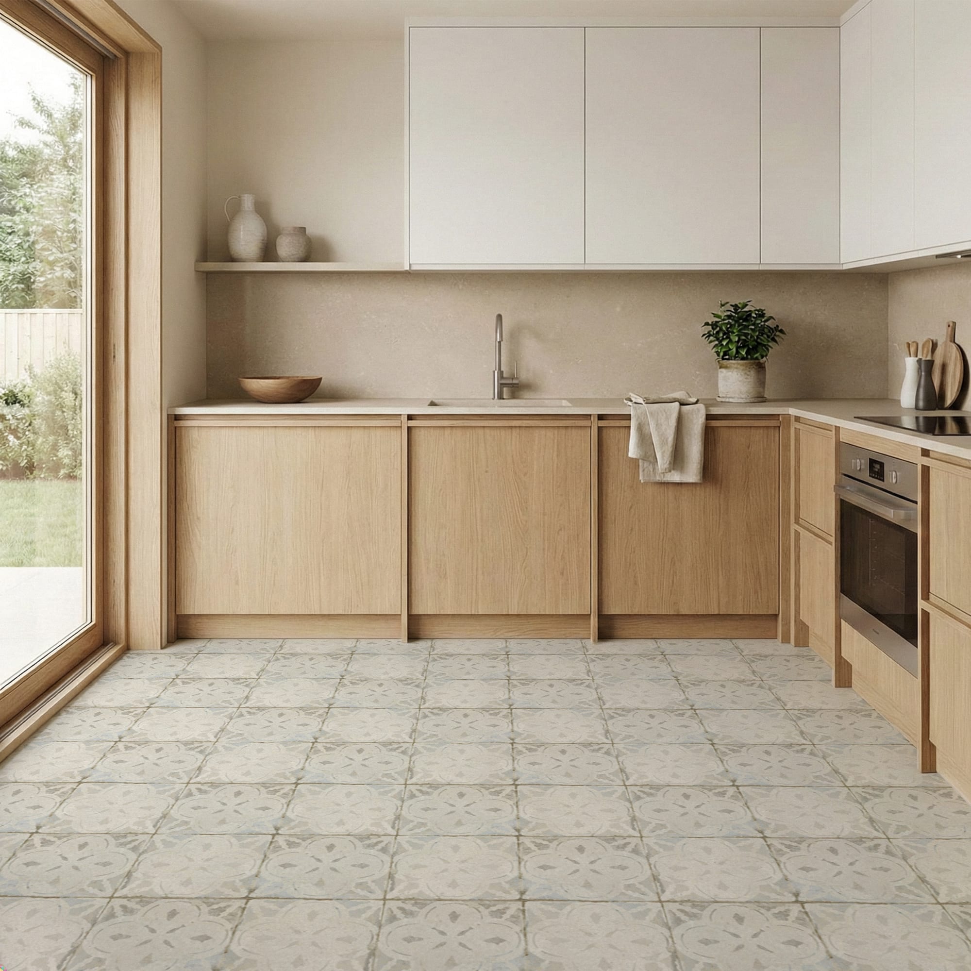 Carrelage Vintage effet Carreau ciment Blanc 45x45x0,95 cm Calenza - Sol et mur intérieur Peronda