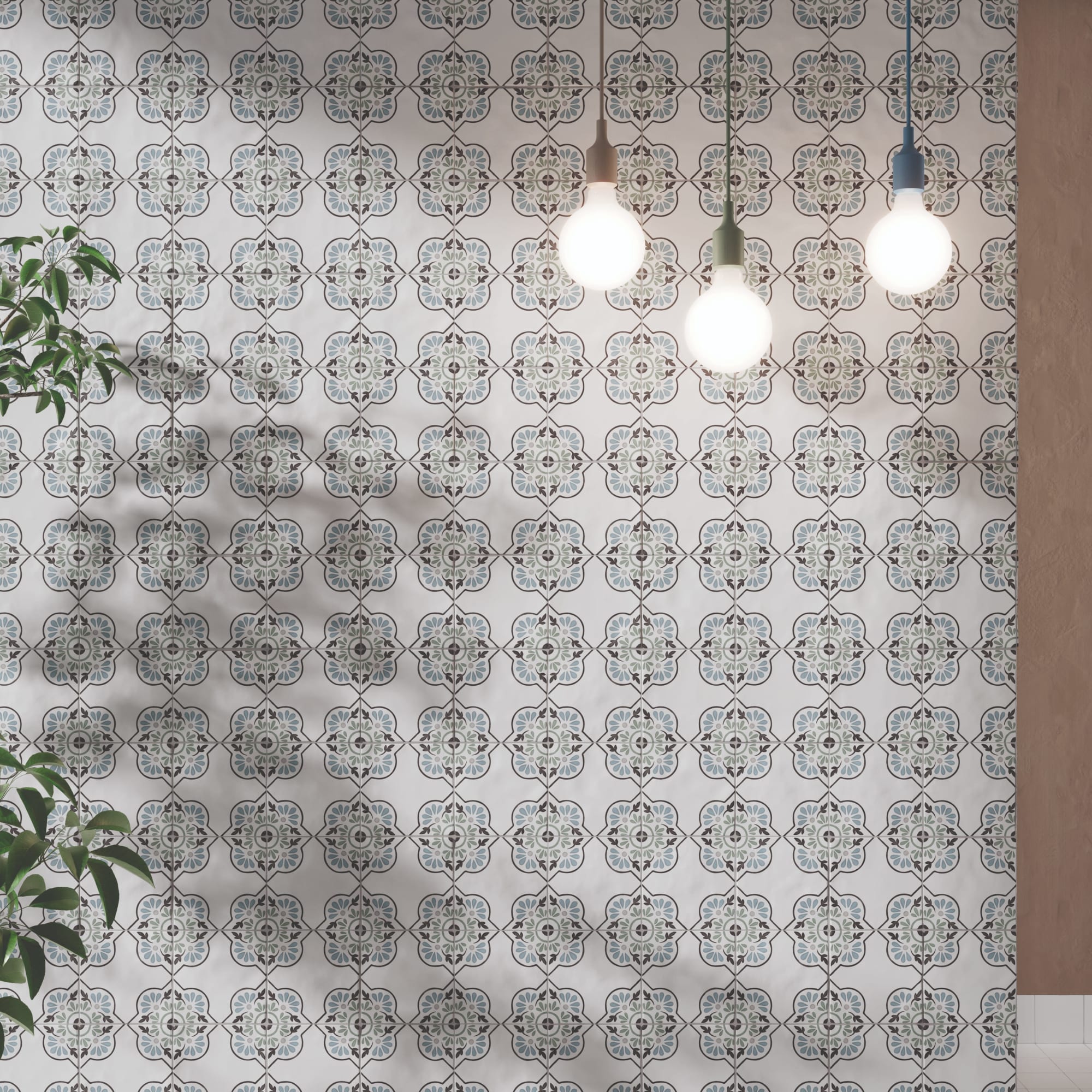 Carrelage effet Carreau ciment Lioris Bleu 12,3x12,3x0,87 cm Tanerio - Sol et mur intérieur Peronda
