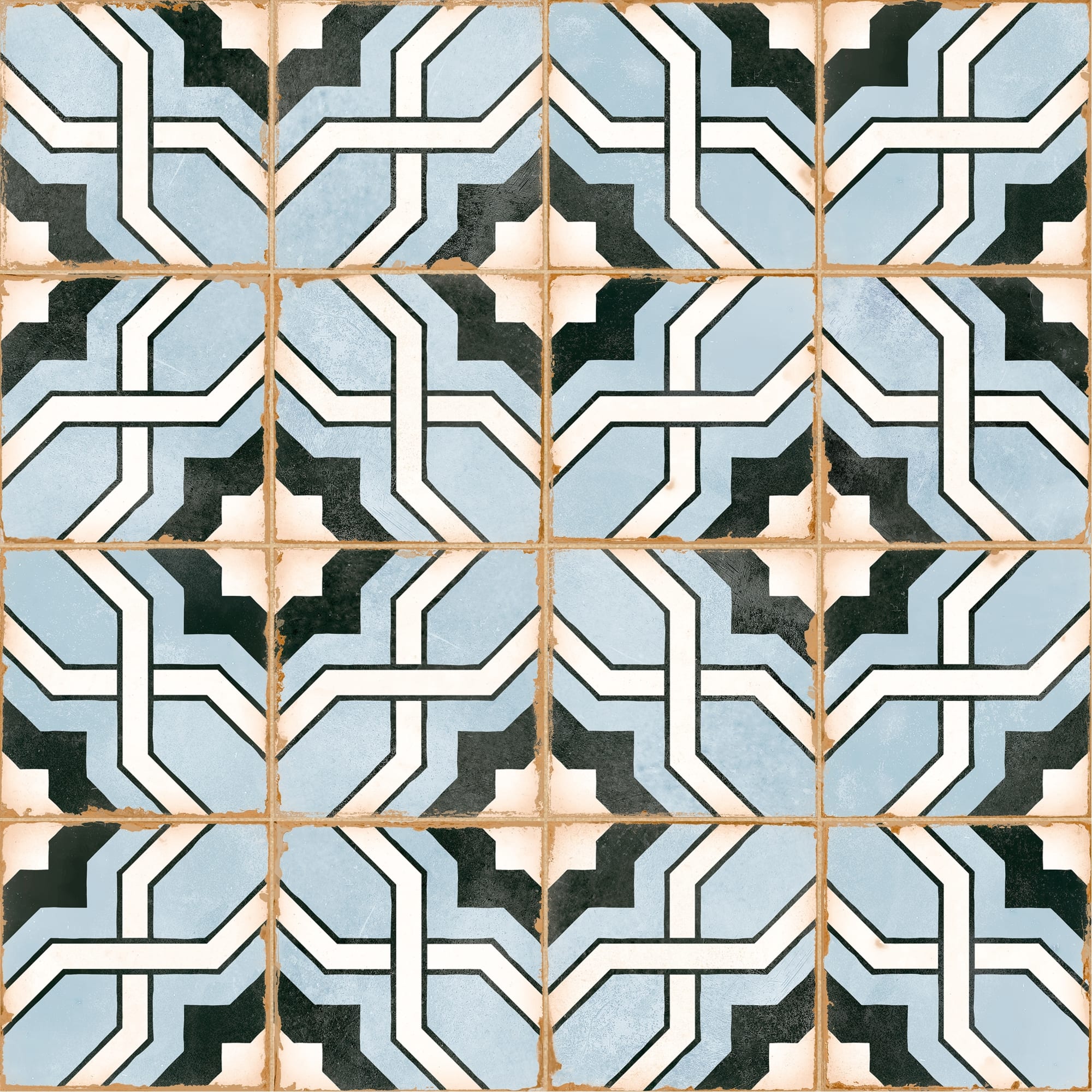 Carrelage effet Carreau ciment Noreza Bleu 12,3x12,3x0,87 cm Serano - Sol et mur intérieur Peronda