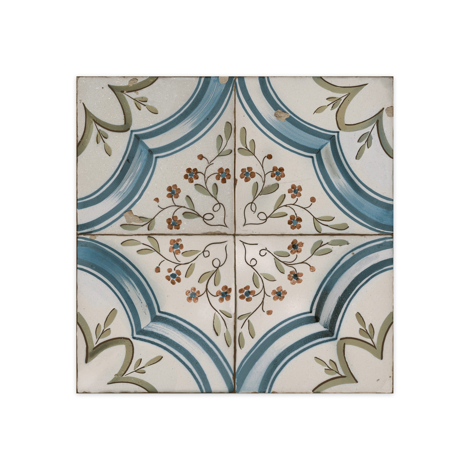 Carrelage Vintage effet Carreau ciment Bleu Thera 45x45x0,95 cm Azoria - Sol et mur intérieur Peronda
