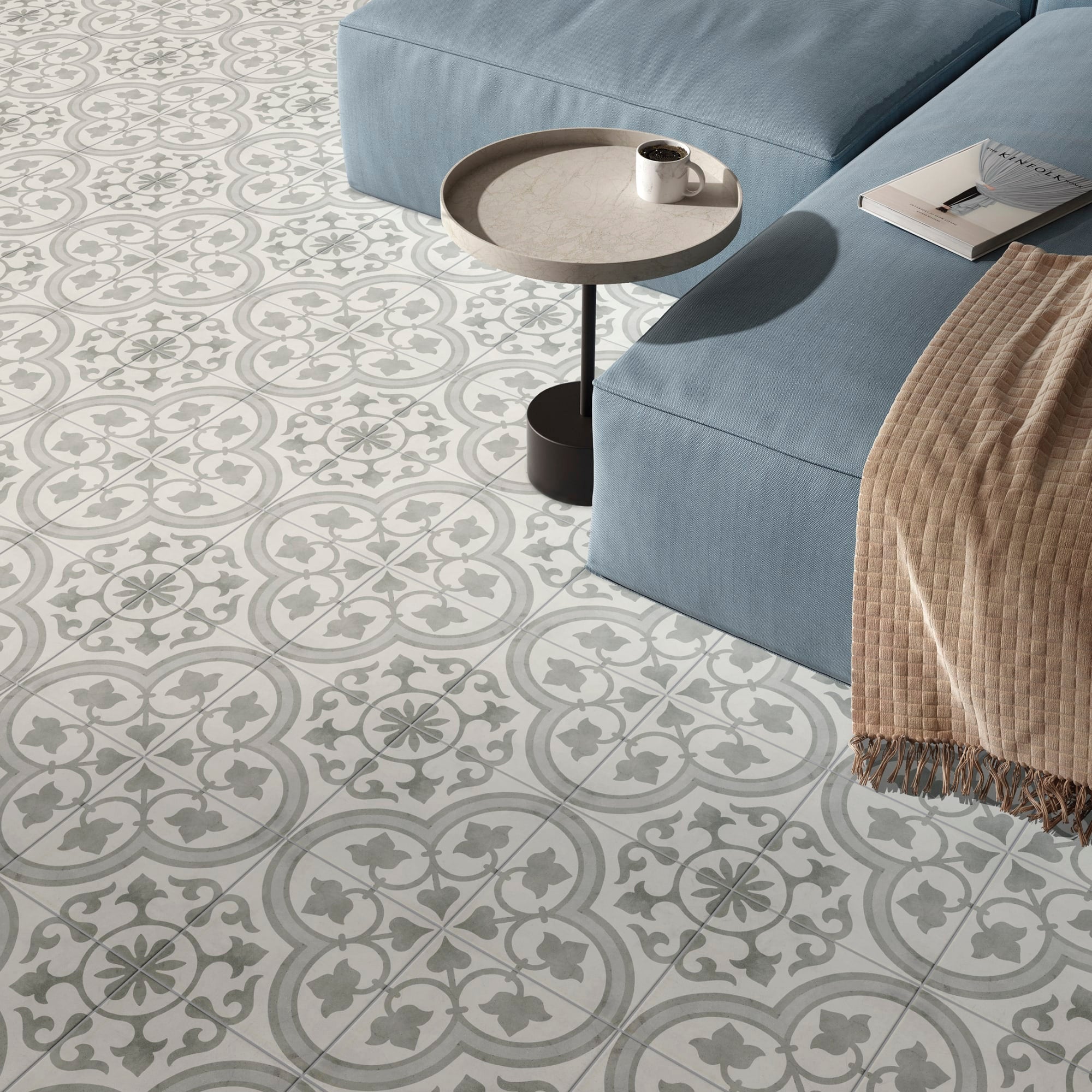 Carrelage effet Carreau ciment Lurelia Gris 22,3x22,3x0,9 cm Torilys - Sol et mur intérieur Peronda