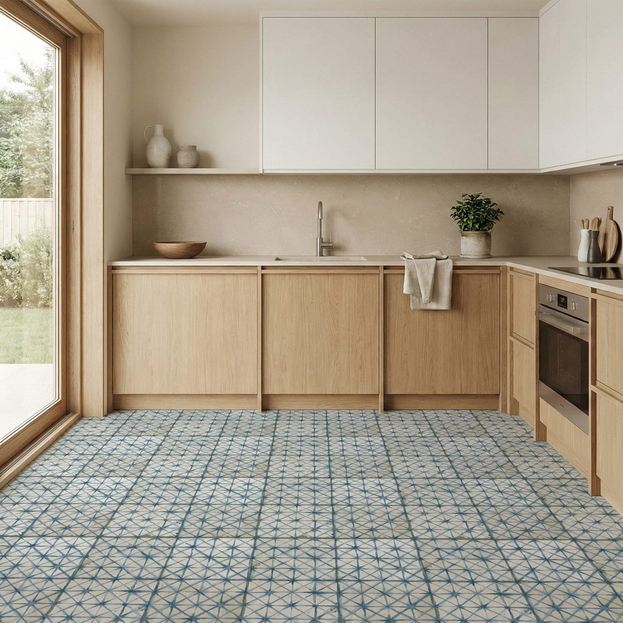 Carrelage Vintage effet Carreau ciment Bleu 45x45x0,95 cm Byblos - Sol et mur intérieur Peronda