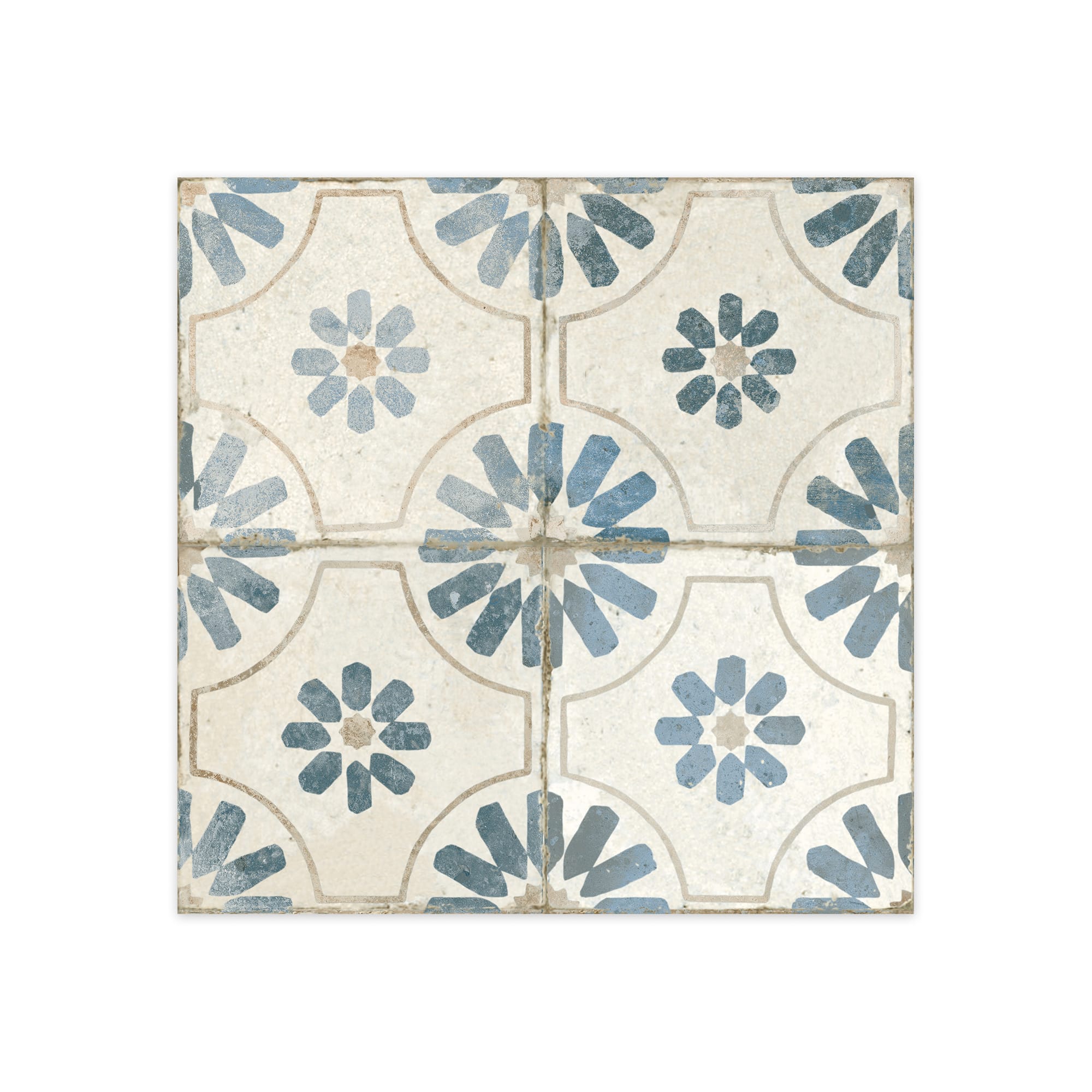 Carrelage Vintage effet Carreau ciment Bleu 45x45x0,95 cm Selvara - Sol et mur intérieur Peronda