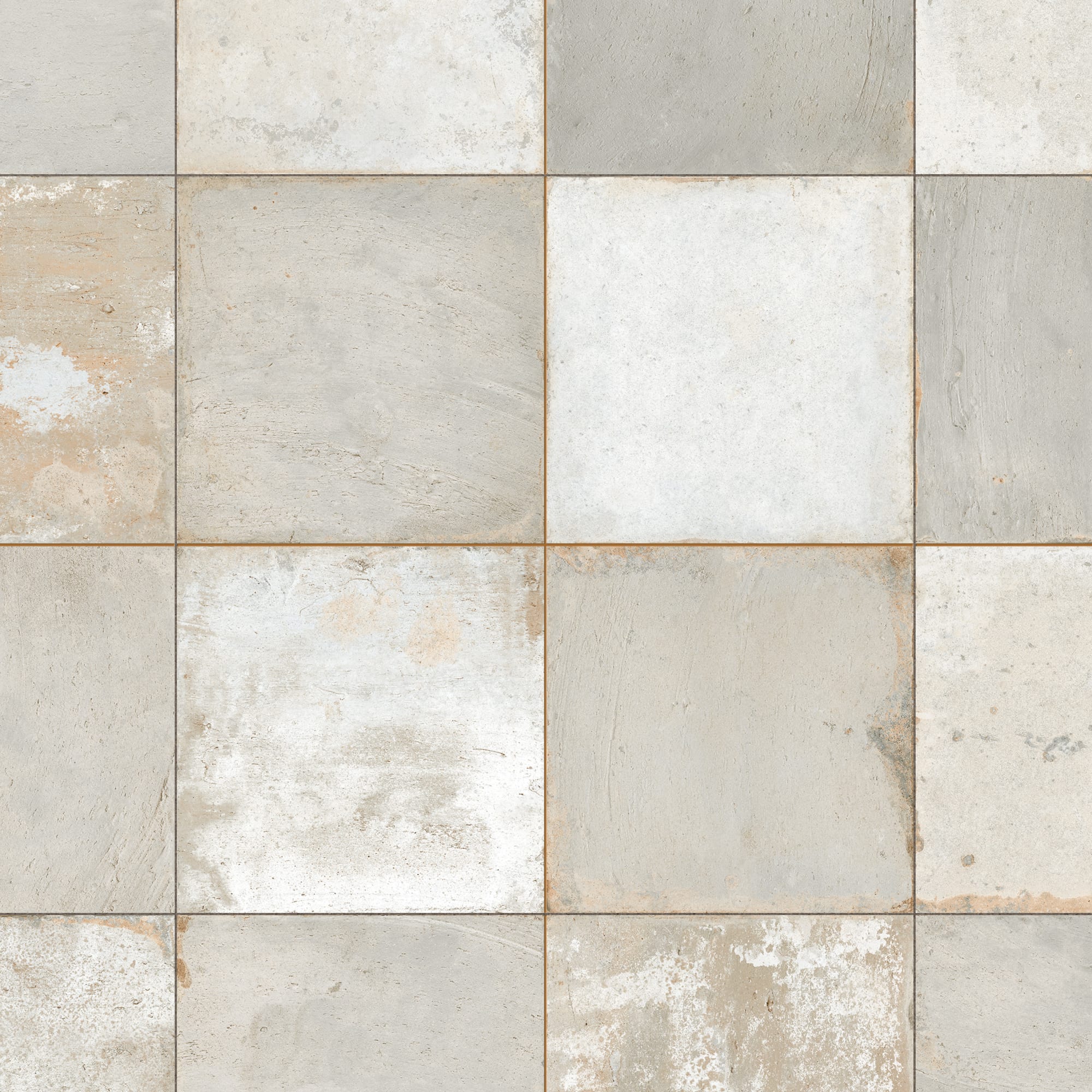 Carrelage Vintage effet Carreau ciment Gris Damier 45x45x0,95 cm Rosaria - Sol et mur intérieur Peronda