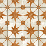 Carrelage Vintage effet Carreau ciment Etoile Orange et Fond Blanc 45x45x0,95 cm Sparta - Sol et mur intérieur