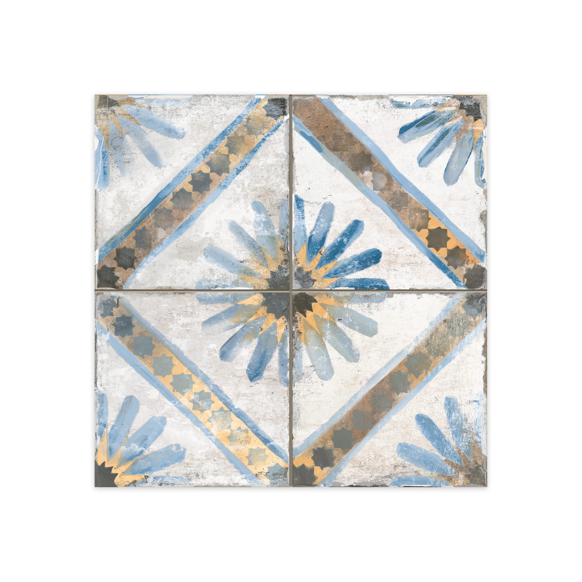 Carrelage Vintage effet Carreau ciment Bleu 45x45x0,95 cm Solaria - Sol et mur intérieur Peronda