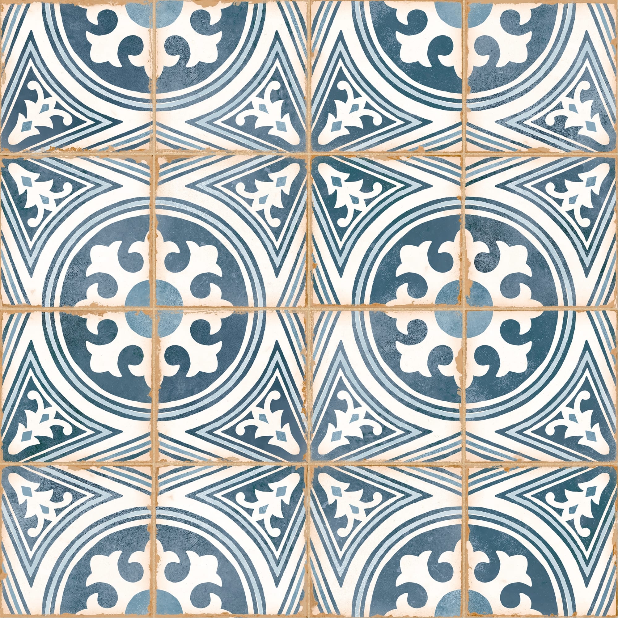 Carrelage effet Carreau ciment Azorel Bleu 12,3x12,3x0,87 cm Serano - Sol et mur intérieur Peronda