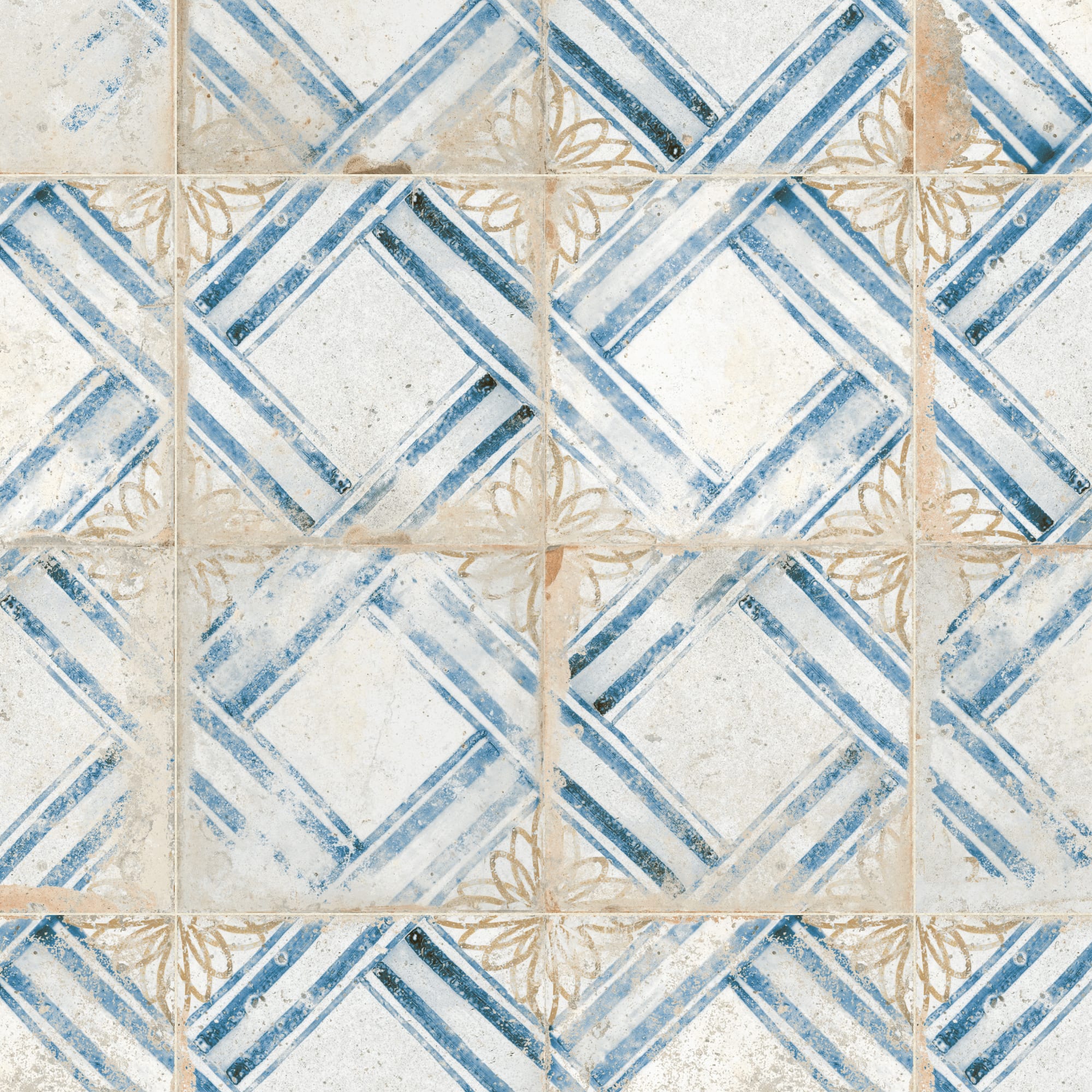 Carrelage Vintage effet Carreau ciment Bleu Numantia 45x45x0,95 cm Orlena - Sol et mur intérieur Peronda