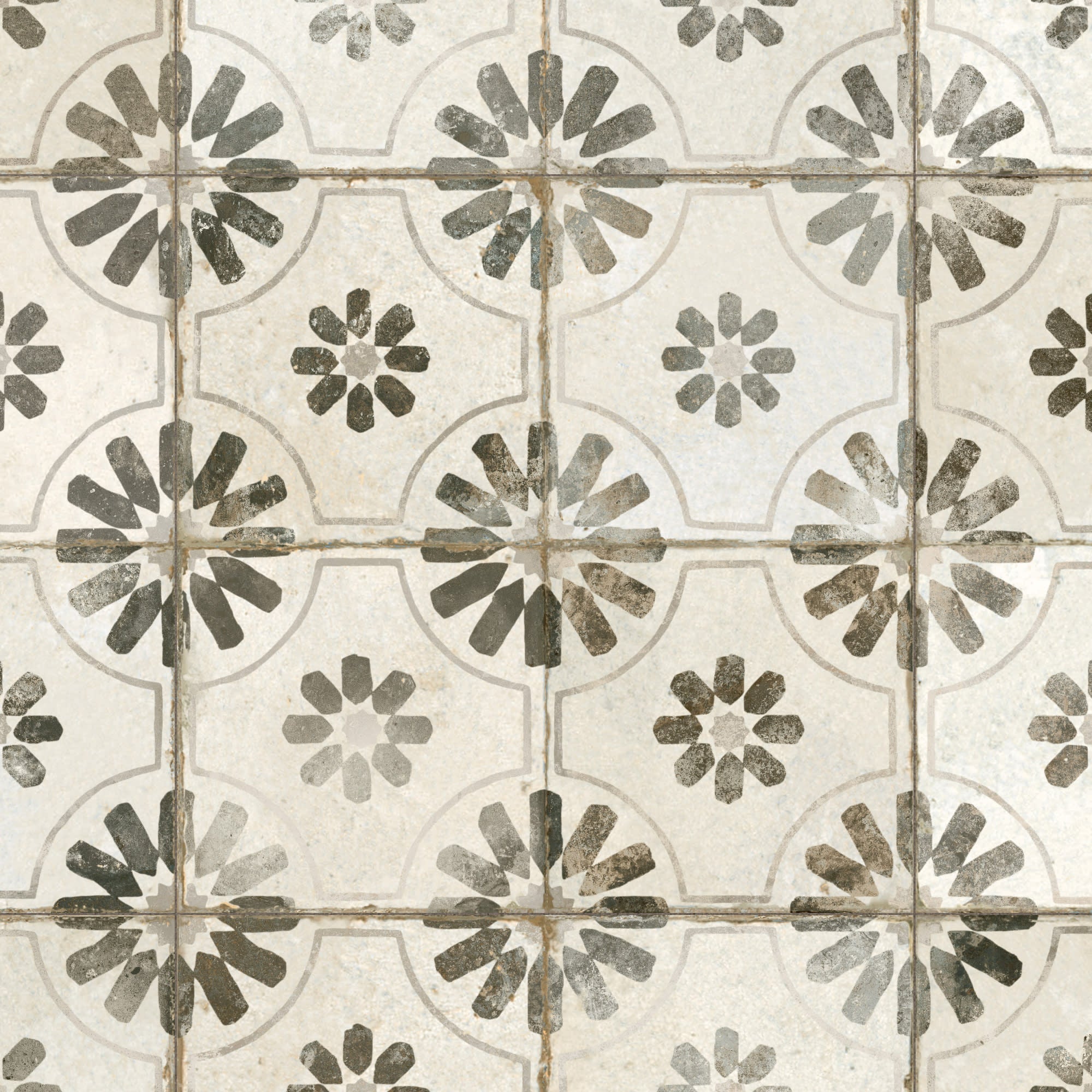 Carrelage Vintage effet Carreau ciment Noir 45x45x0,95 cm Selvara - Sol et mur intérieur Peronda