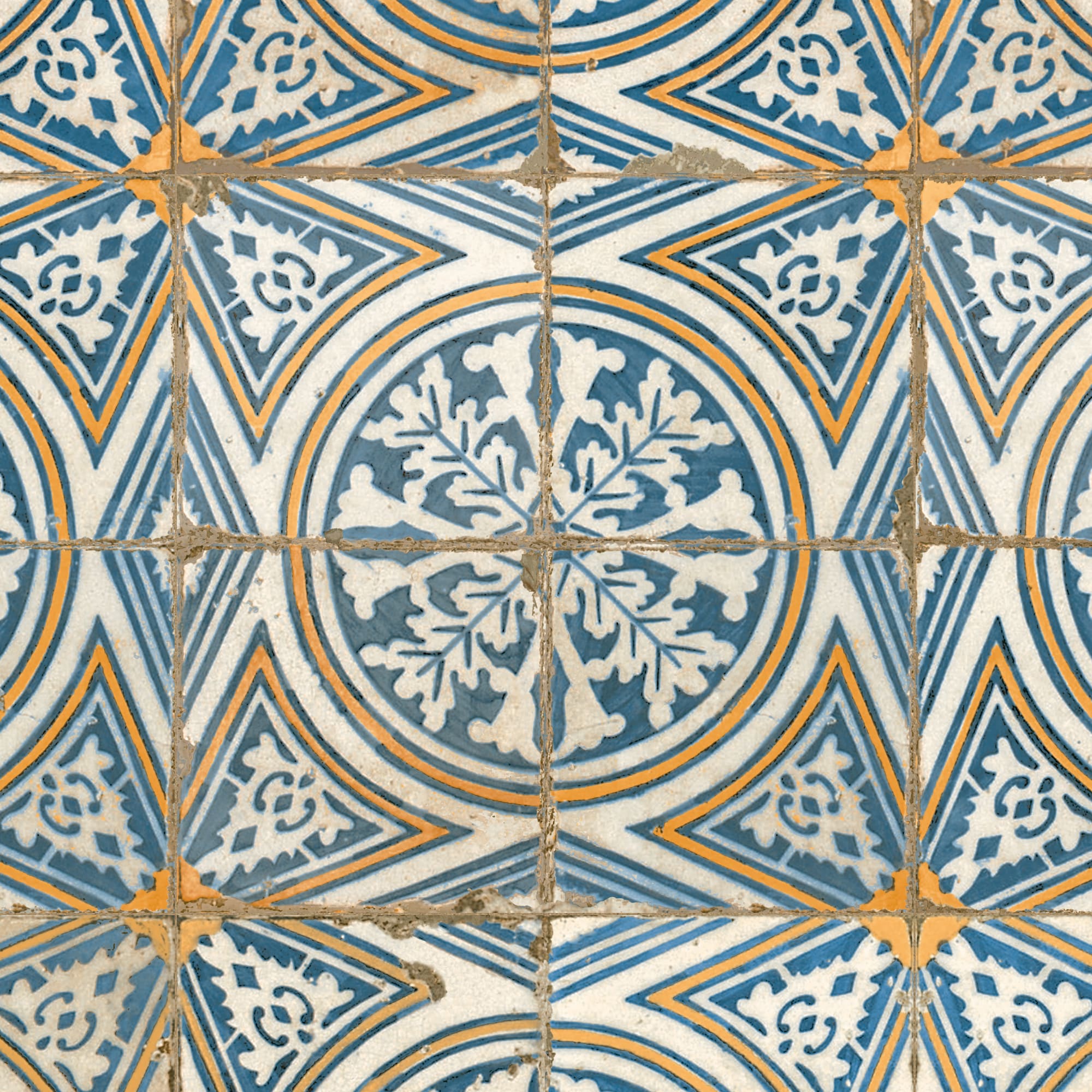 Carrelage Vintage effet Carreau ciment Bleu Delos 45x45x0,95 cm Azoria - Sol et mur intérieur Peronda