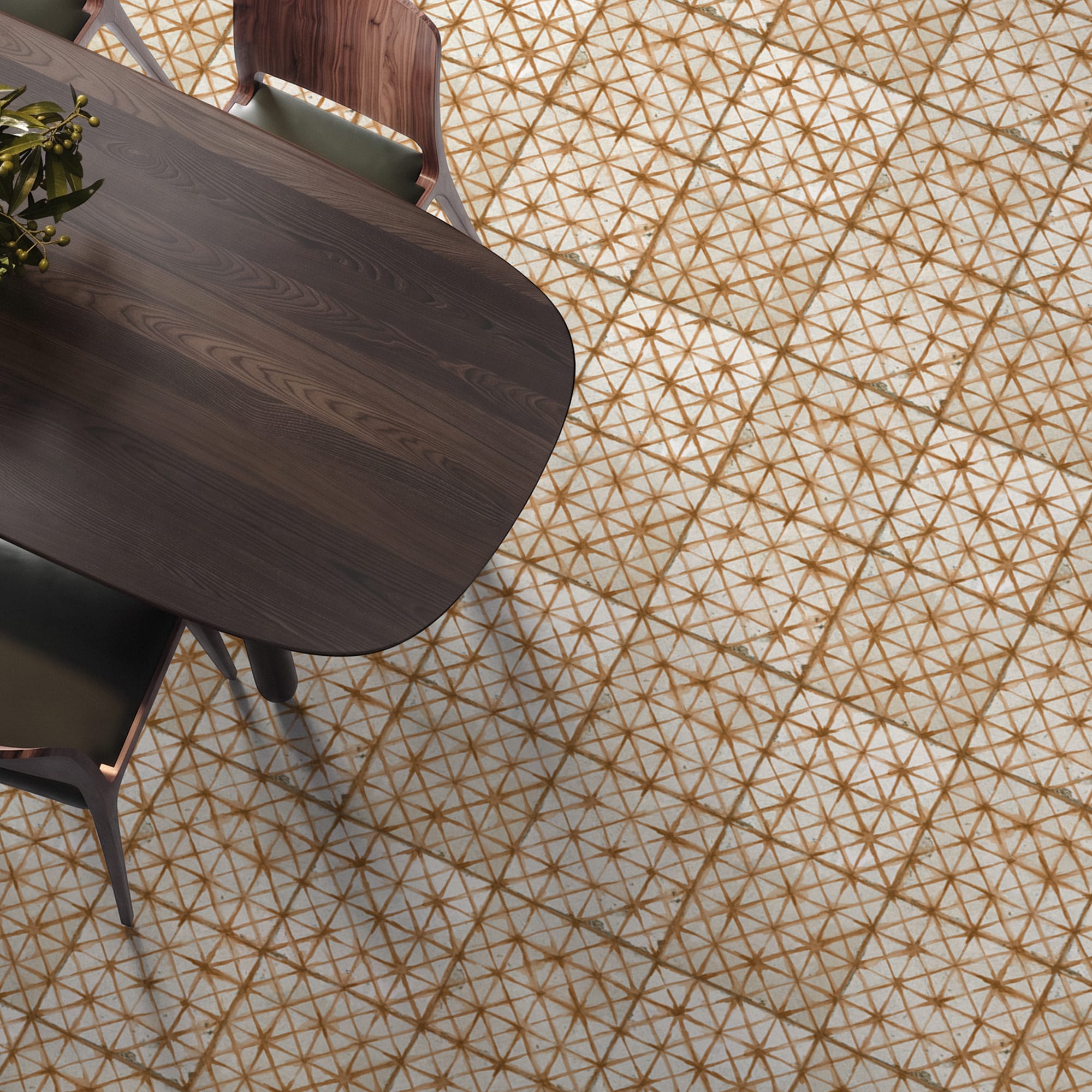 Carrelage Vintage effet Carreau ciment Orange 45x45x0,95 cm Byblos - Sol et mur intérieur Peronda