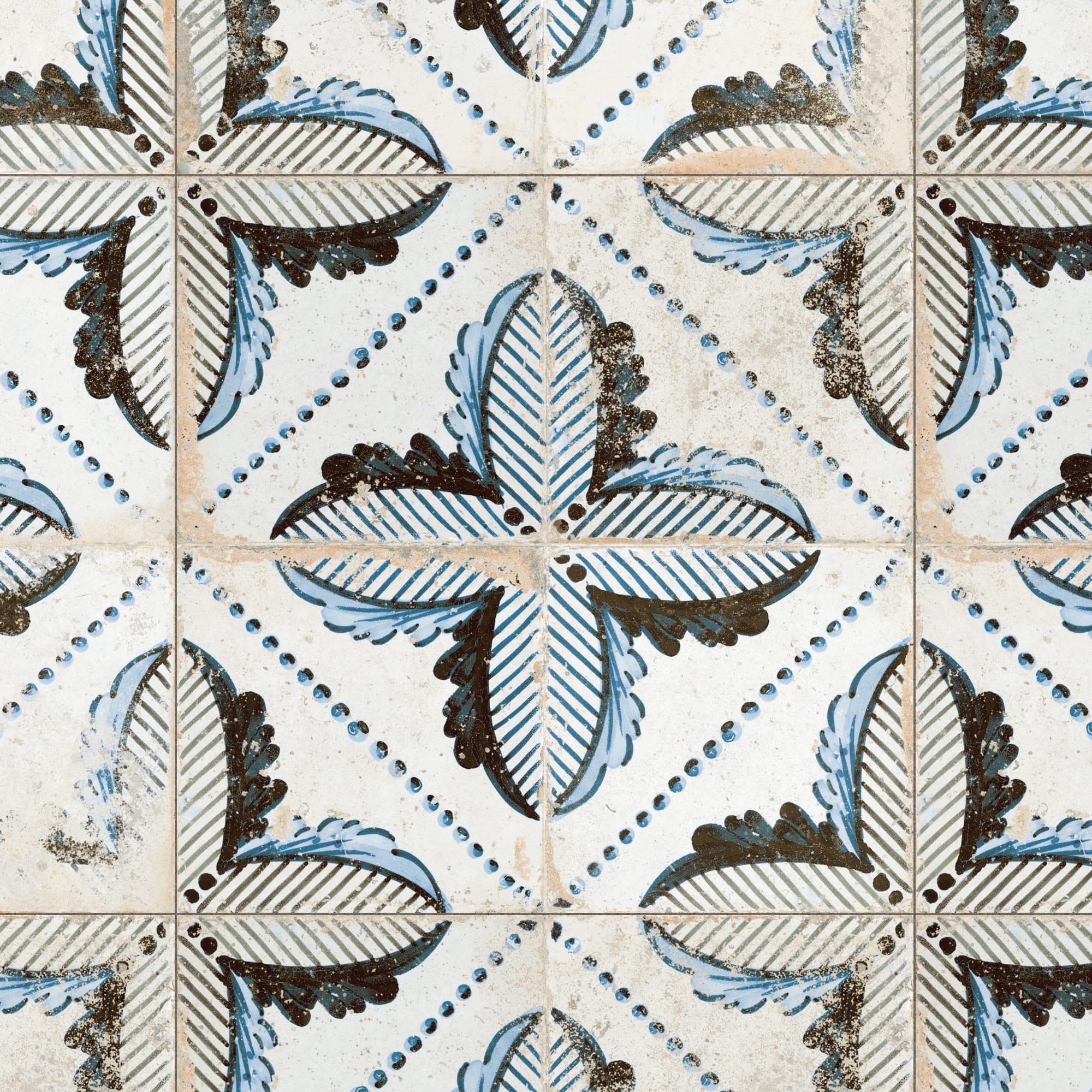 Carrelage Vintage effet Carreau ciment Bleu Thera 45x45x0,95 cm Orlena - Sol et mur intérieur Peronda