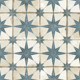 Carrelage Vintage effet Carreau ciment Etoile Bleue et Fond Blanc 45x45x0,95 cm Sparta - Sol et mur intérieur