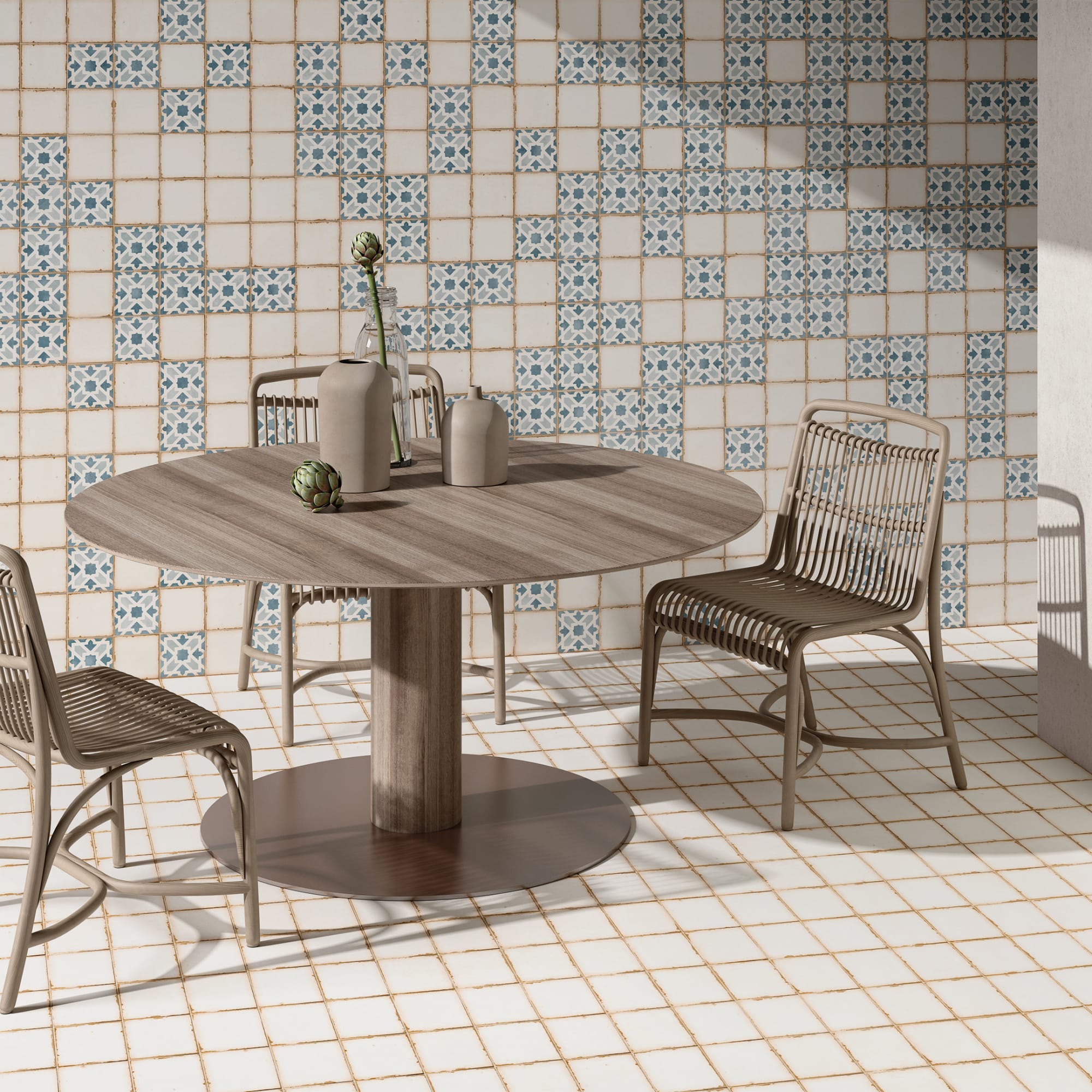 Carrelage effet Carreau ciment Alzari Bleu 12,4x12,4x0,8 cm Serano - Sol et mur intérieur Peronda